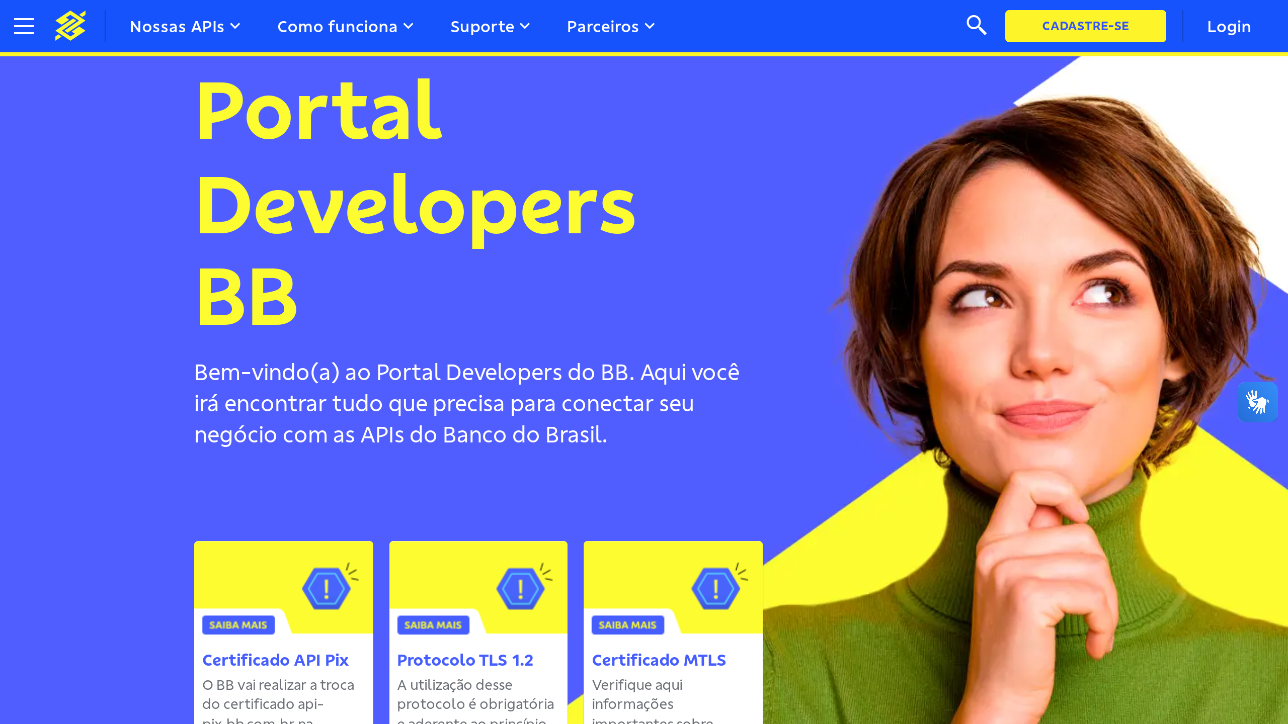 Banco do Brasil's website screenshot