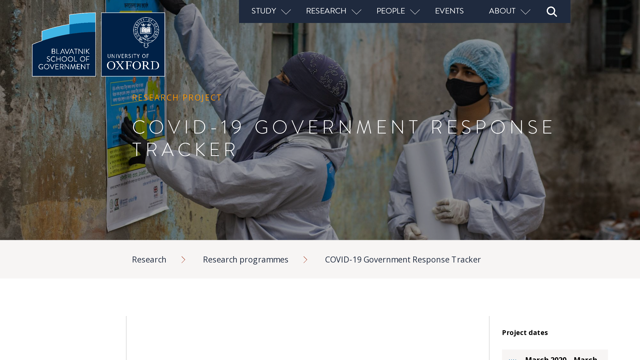 Covid-19 Government Response's website screenshot