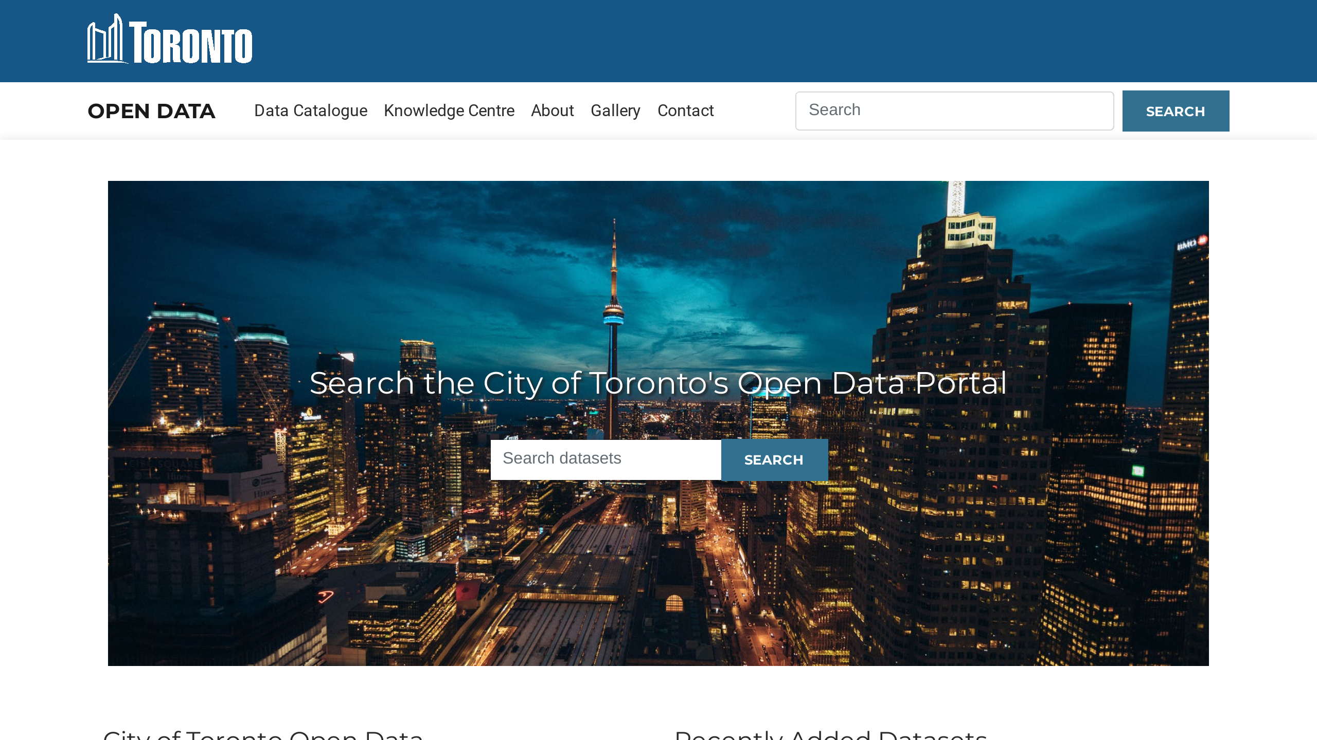 City, Toronto Open Data's website screenshot