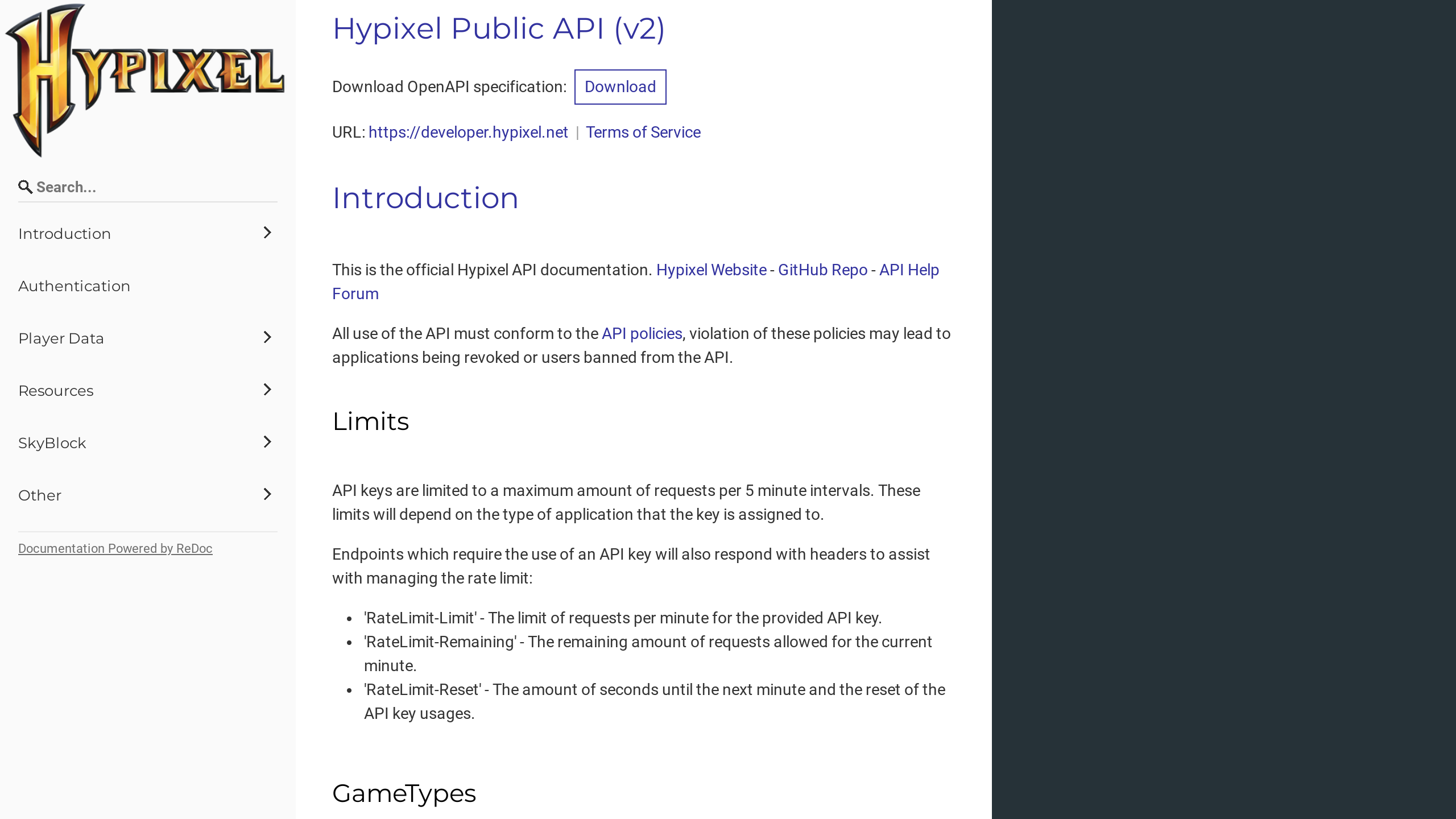 Hypixel's website screenshot