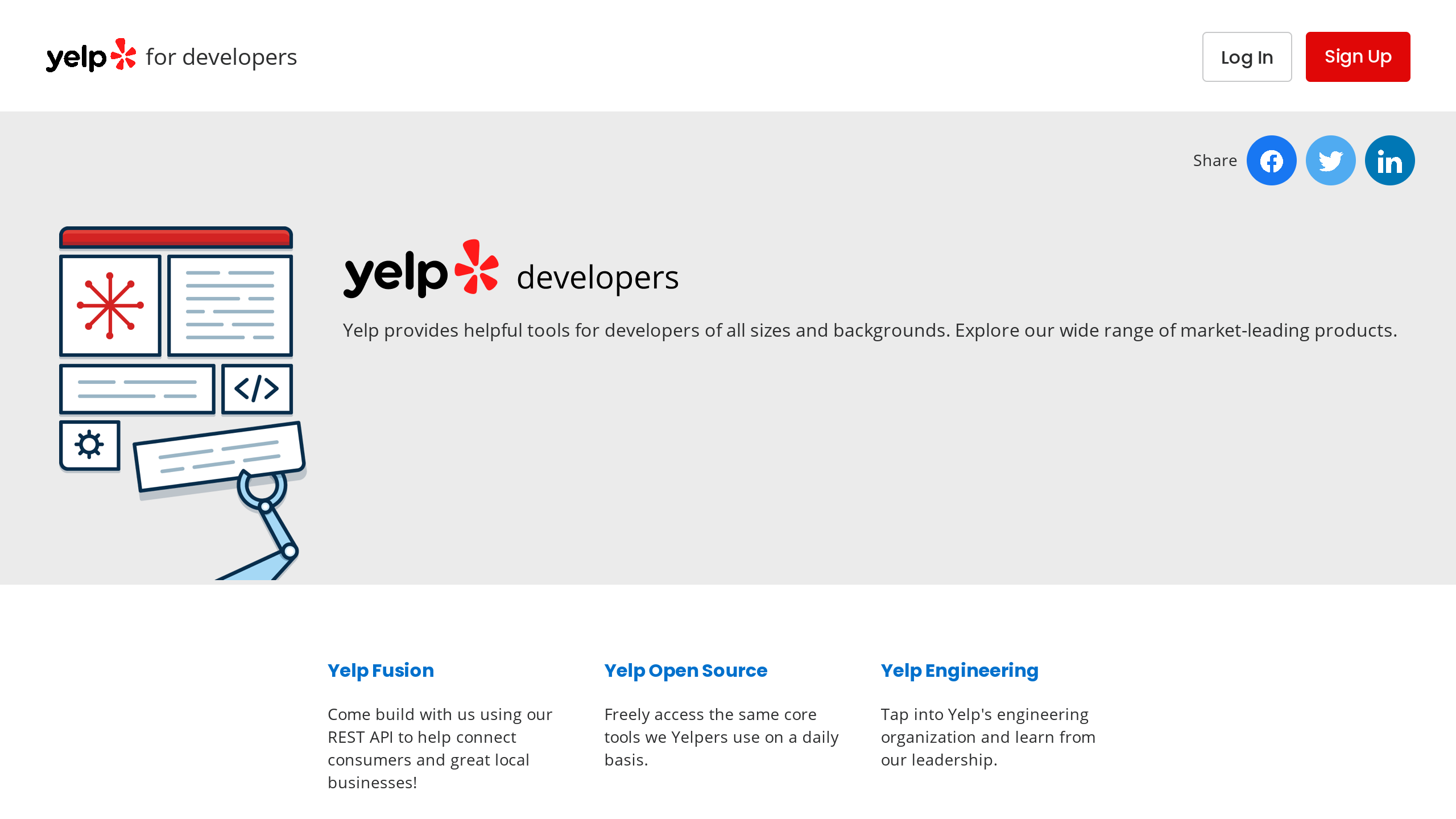 Yelp's website screenshot