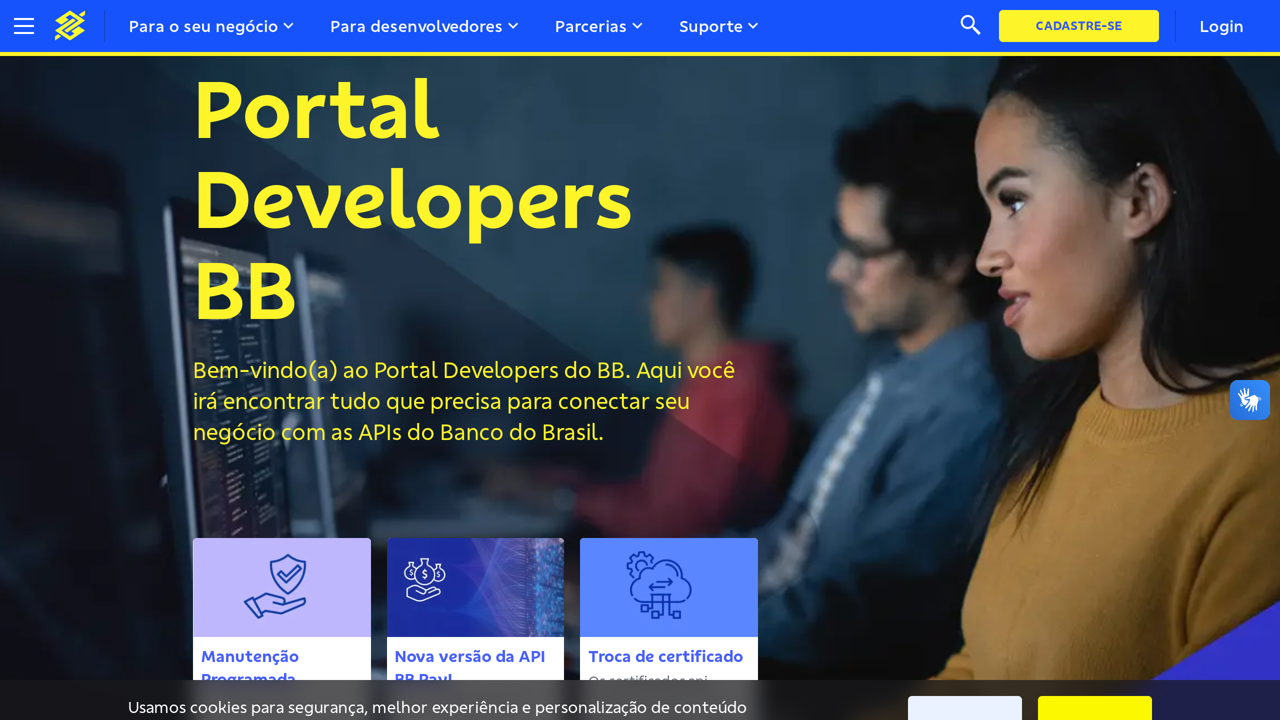 Banco do Brasil's website screenshot