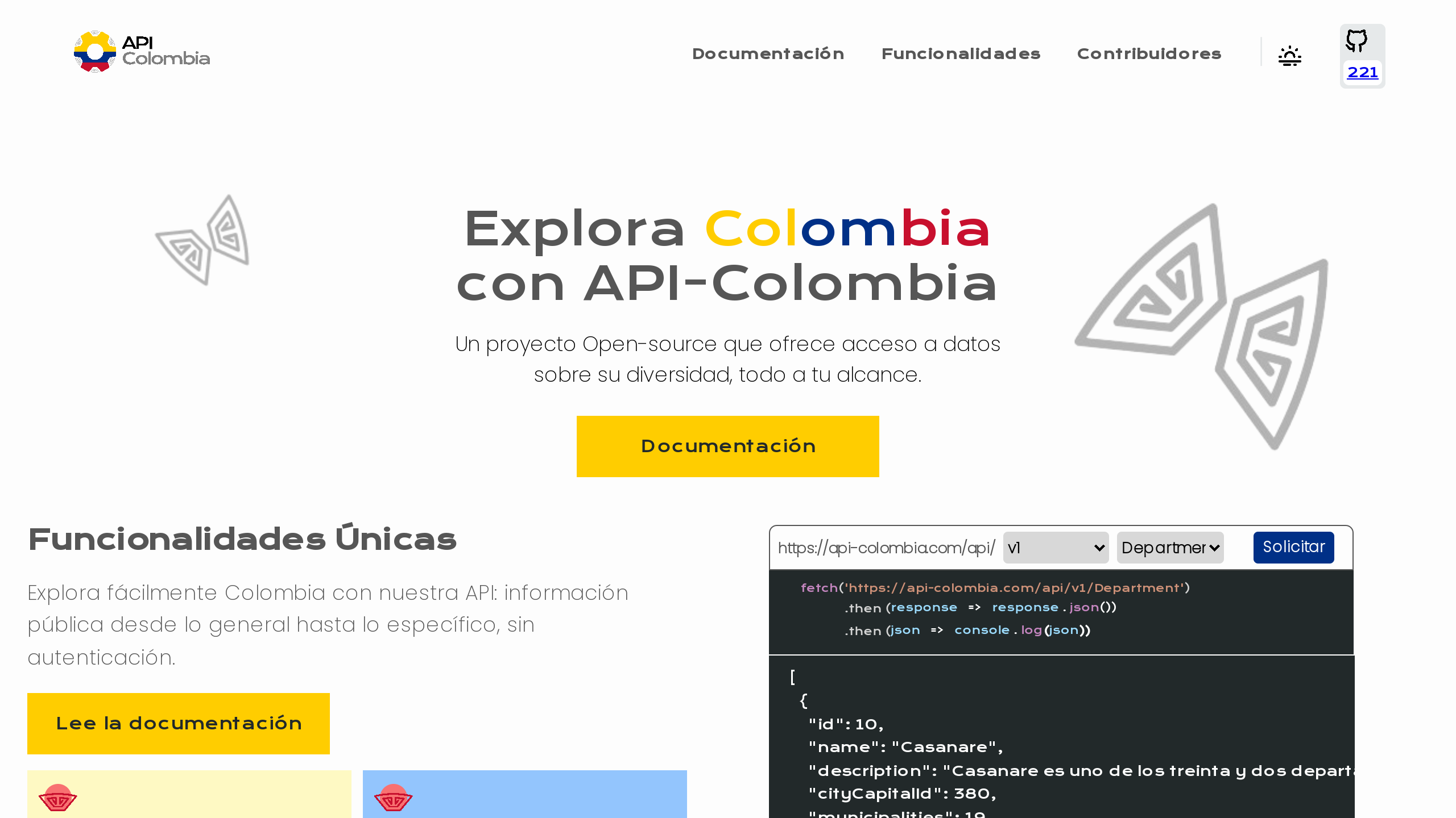 Api Colombia's website screenshot