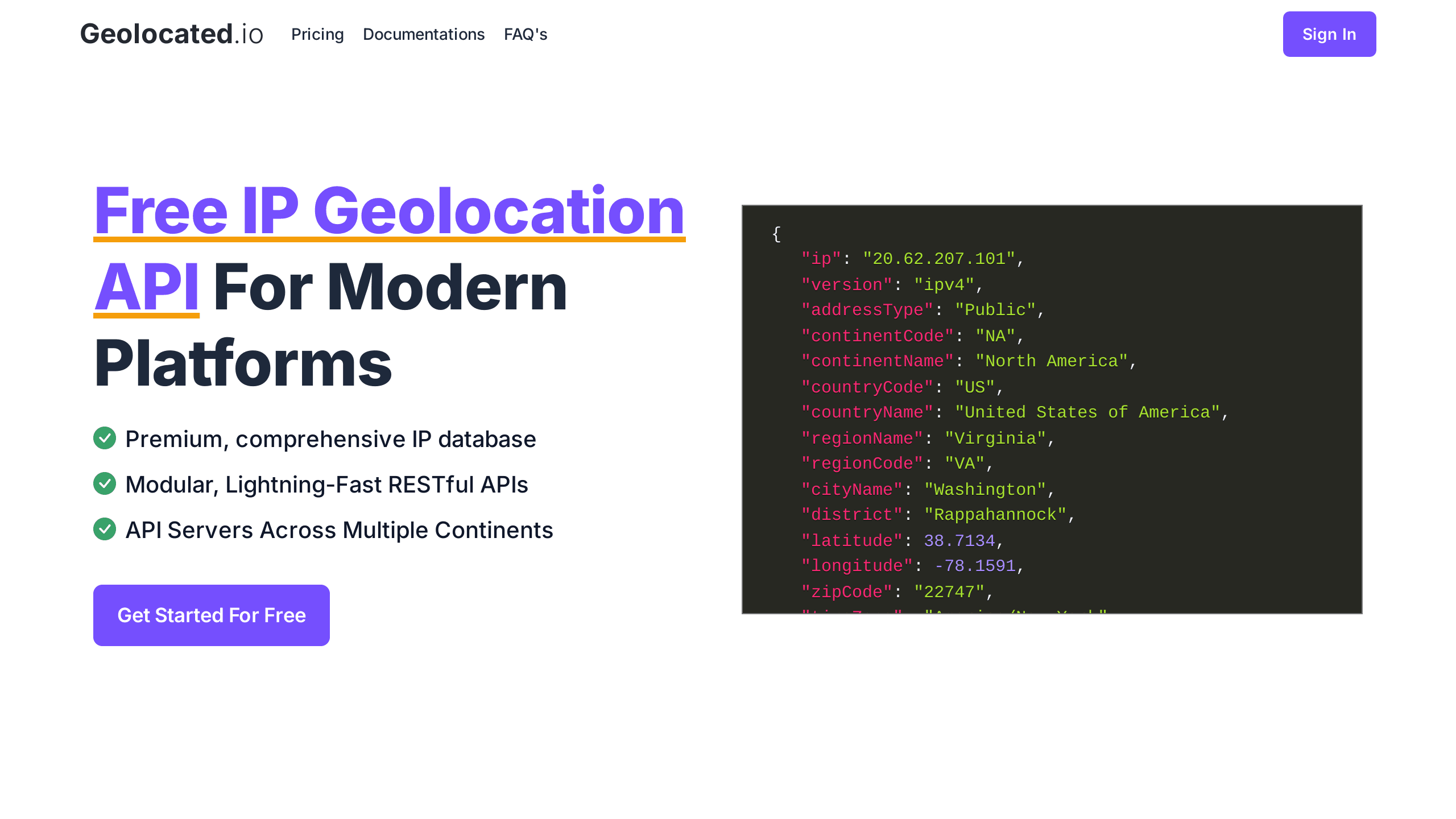 Geolocated's website screenshot