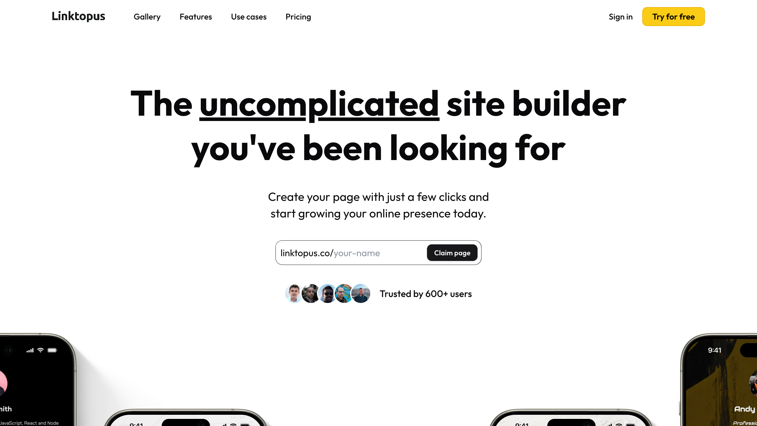 Linktopus's website screenshot