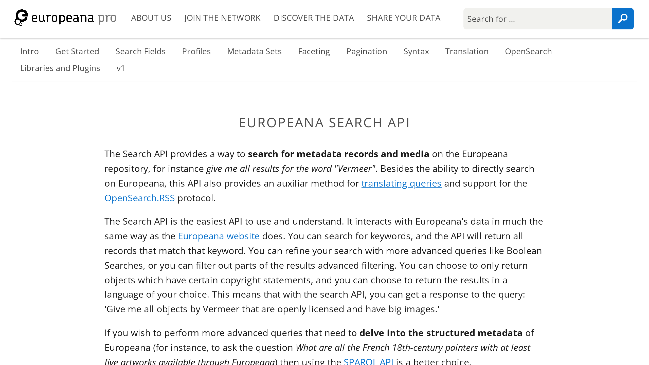 Europeana's website screenshot
