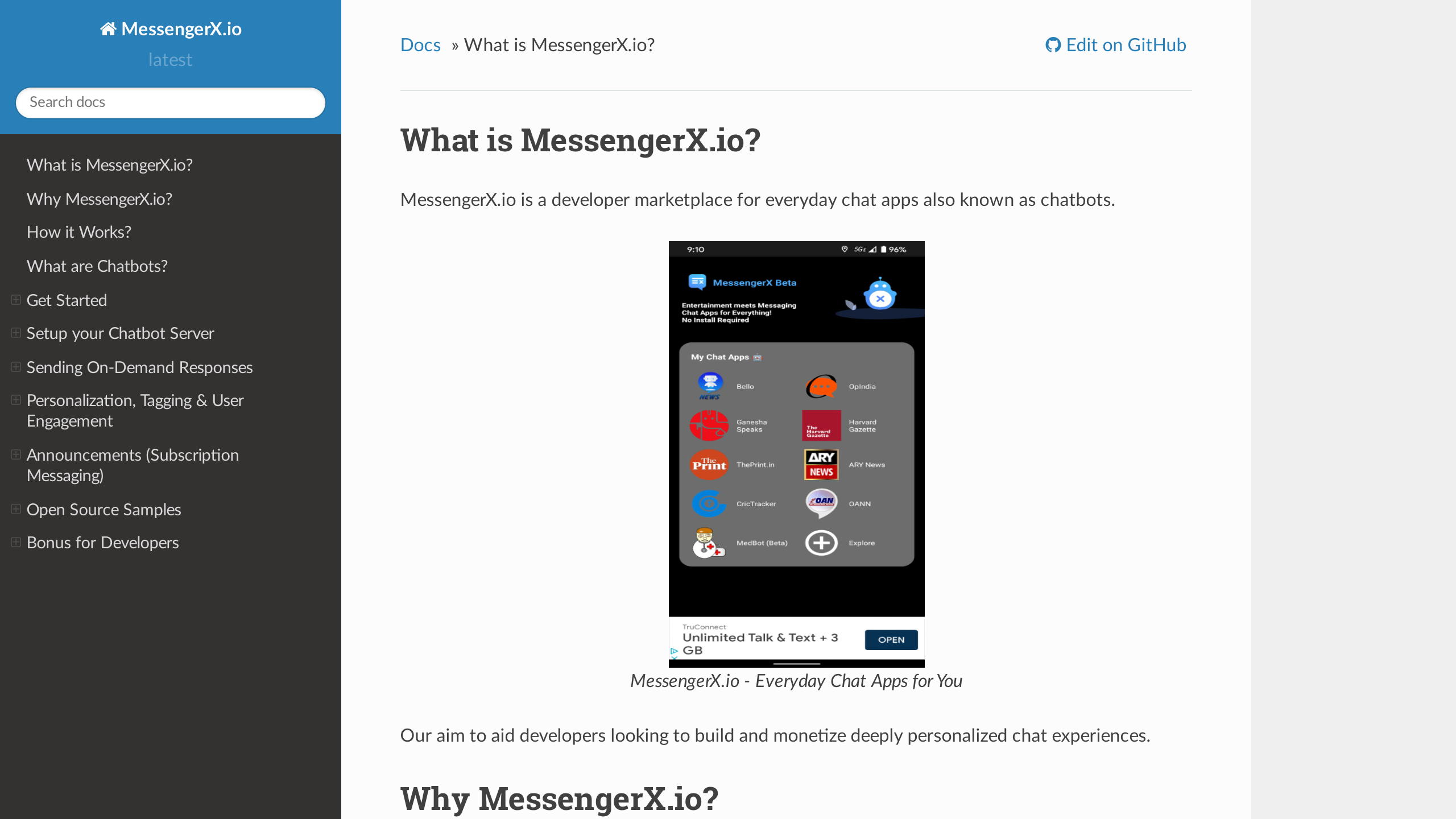 MessengerX.io's website screenshot