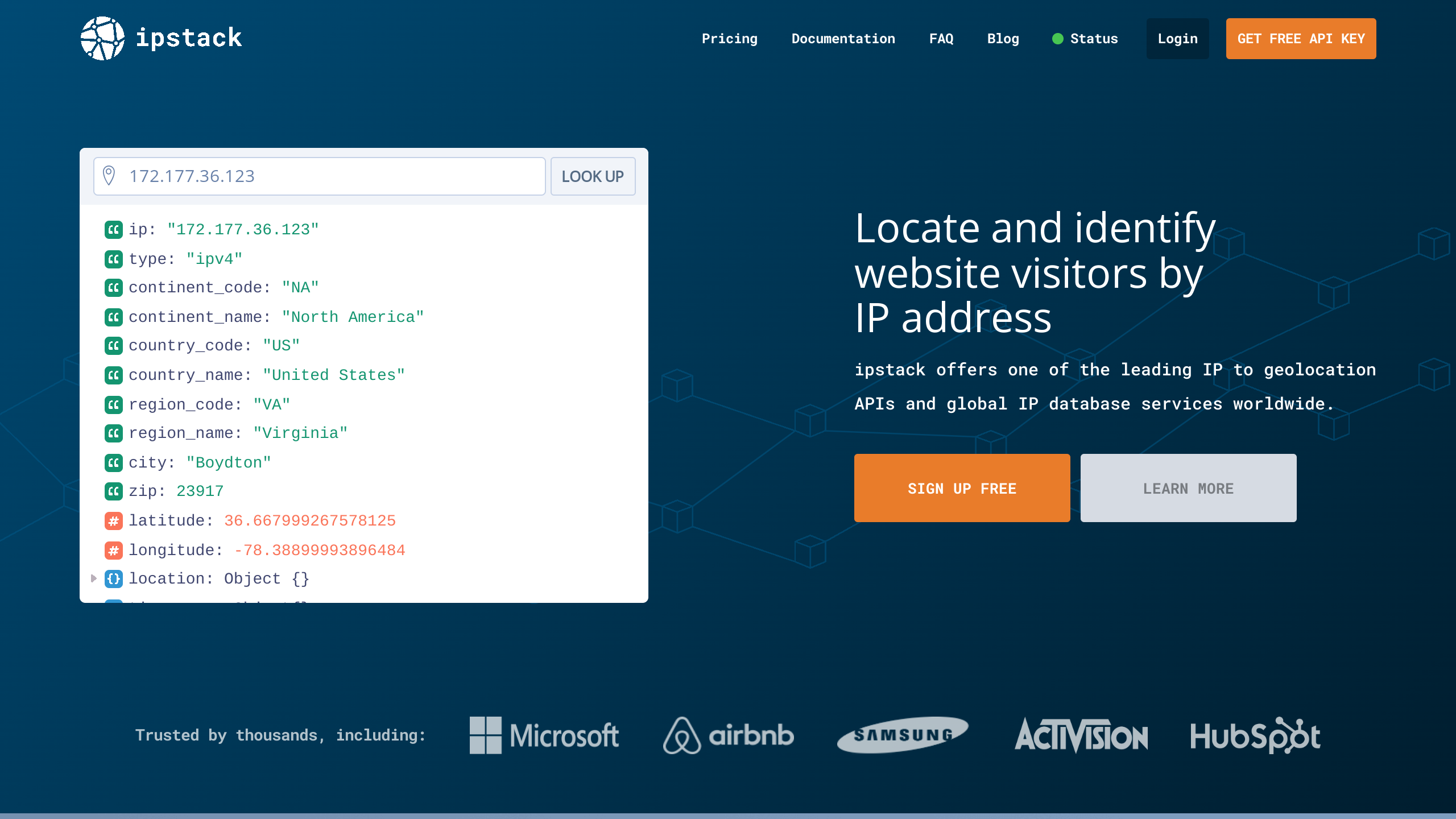 apilayer ipstack's website screenshot