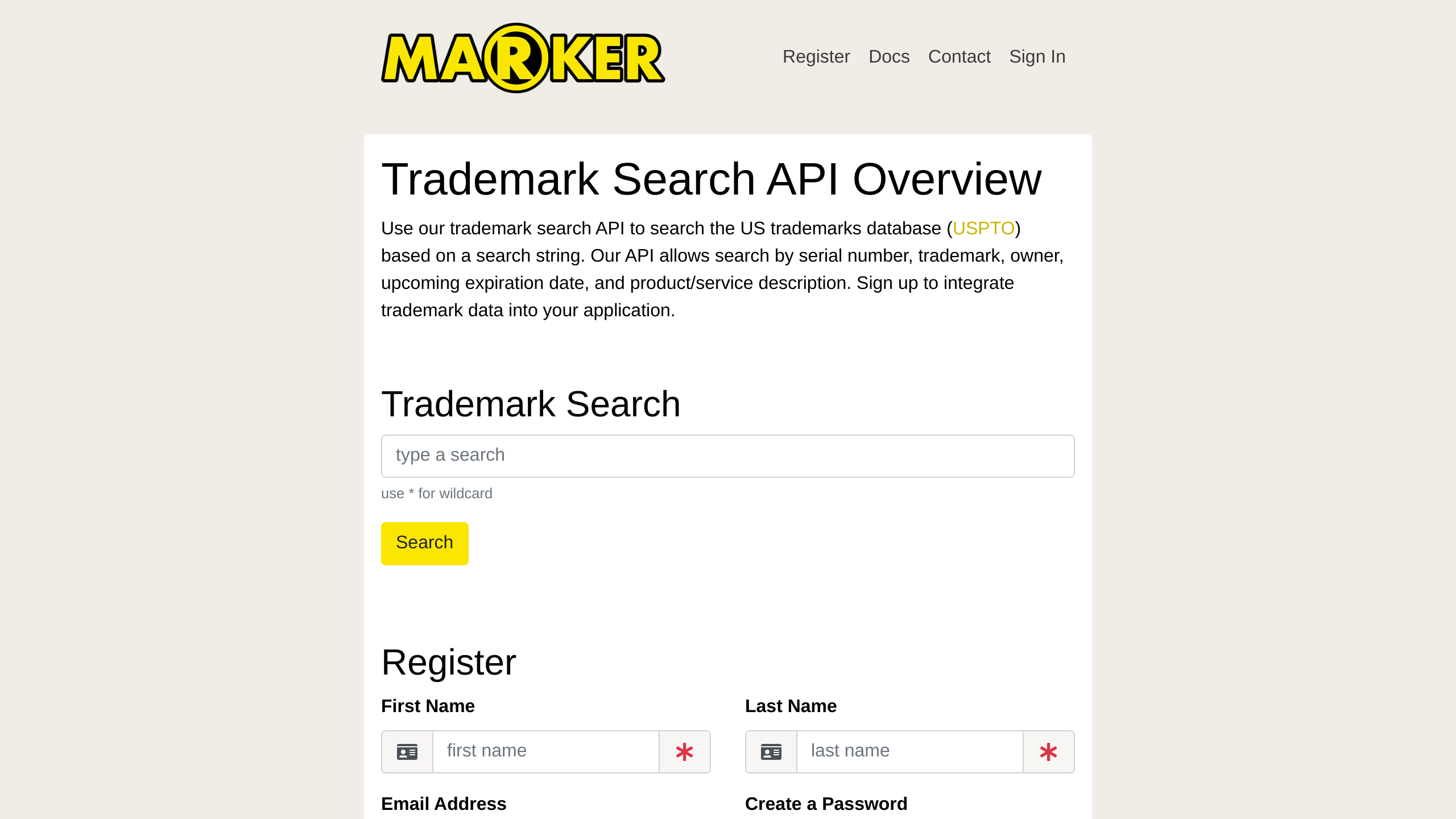 markerapi's website screenshot