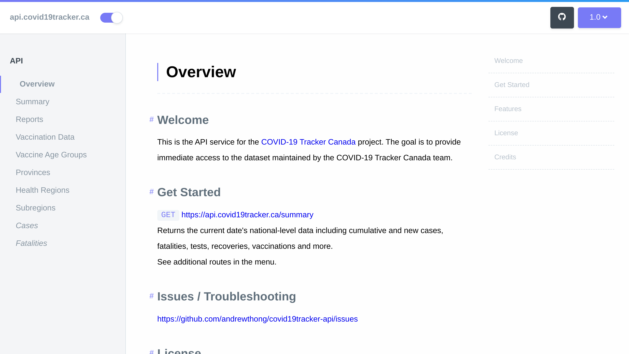 COVID-19 Tracker Canada's website screenshot