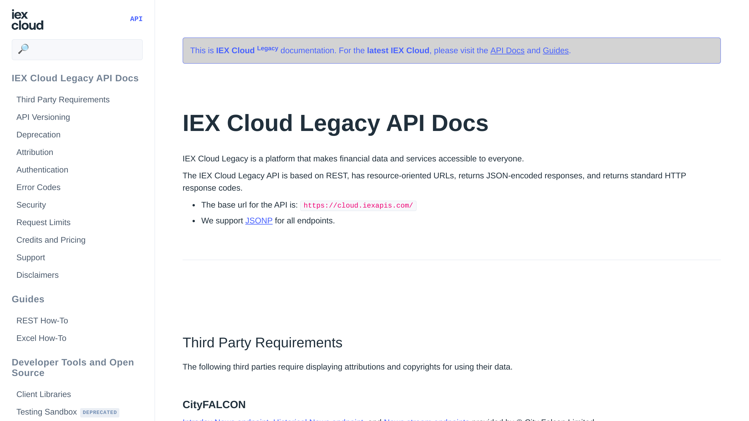 IEX Cloud's website screenshot