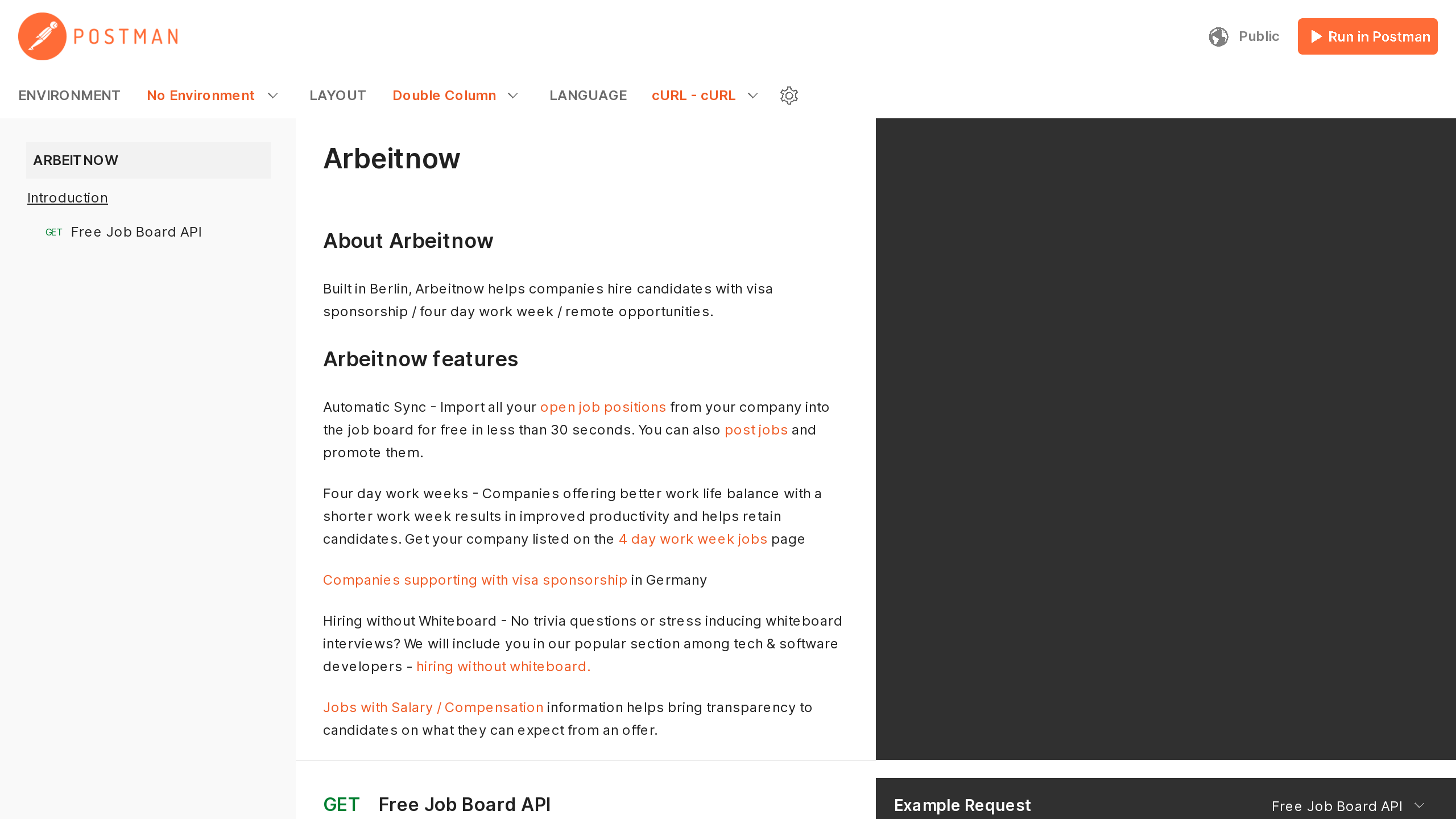 Arbeitnow's website screenshot