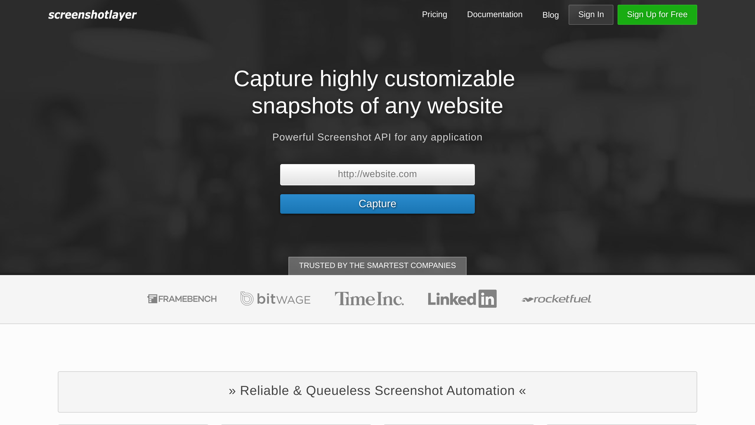 apilayer screenshotlayer's website screenshot