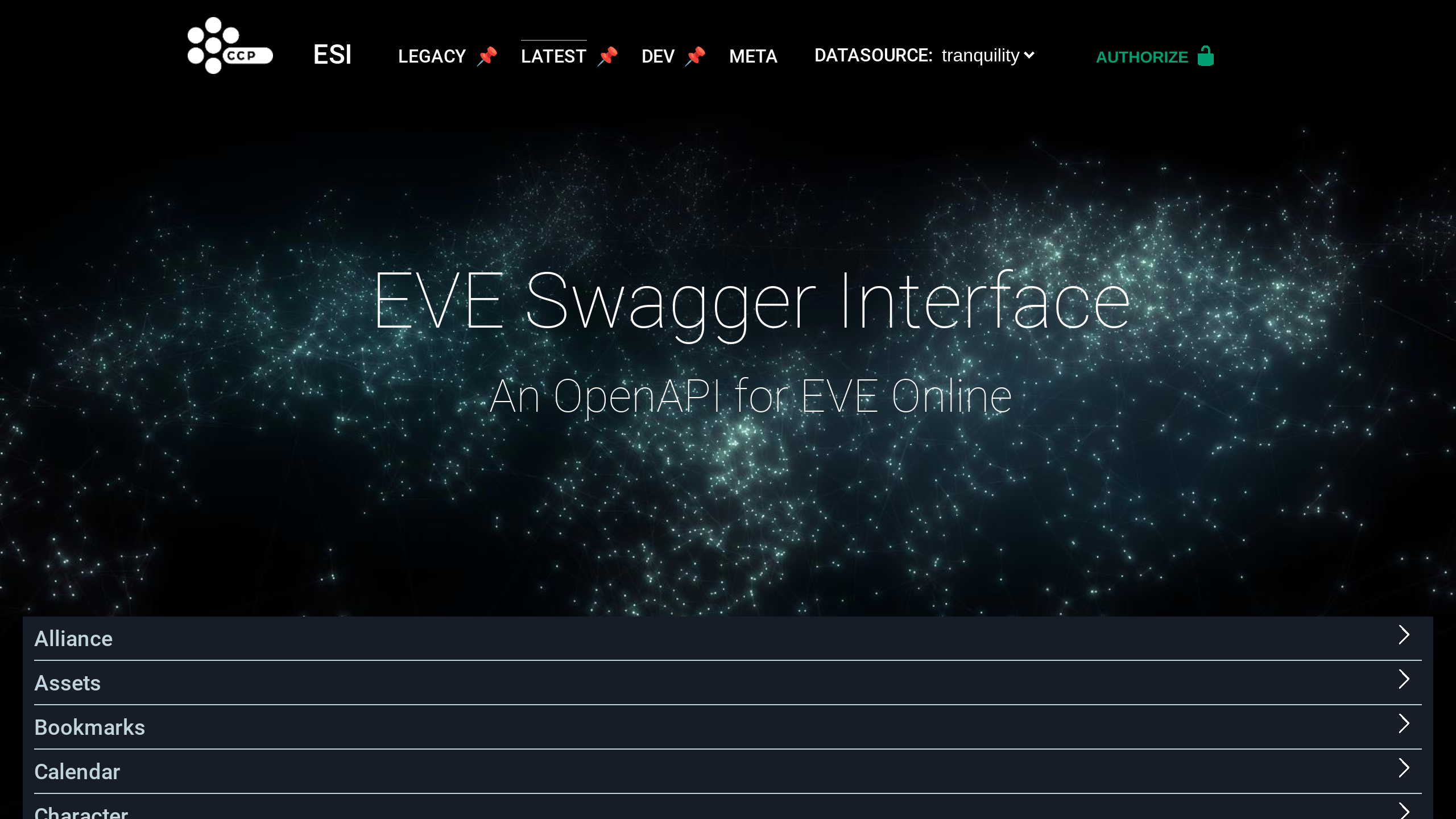 Eve Online's website screenshot