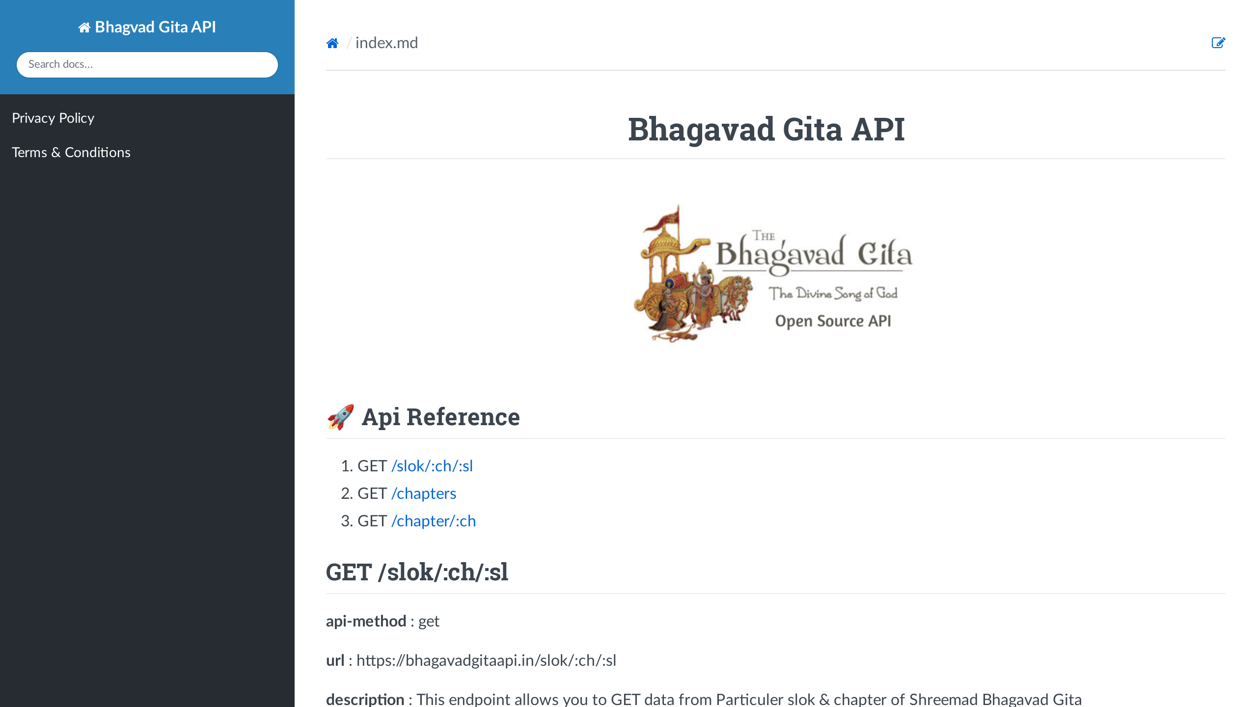 Bhagavad Gita's website screenshot