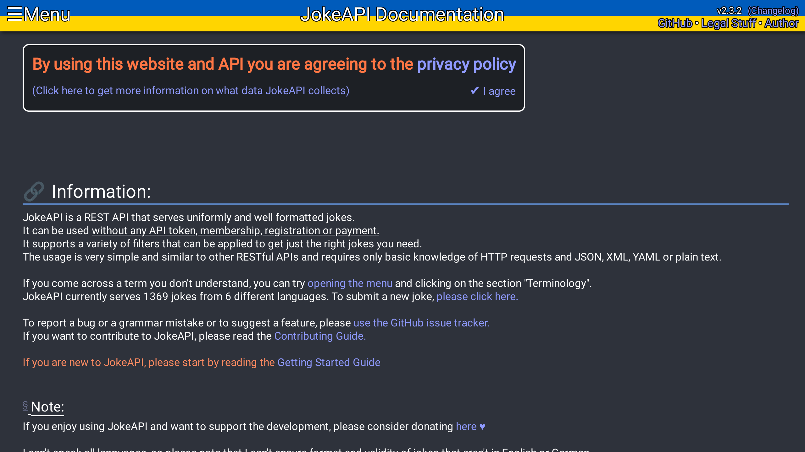 JokeAPI's website screenshot