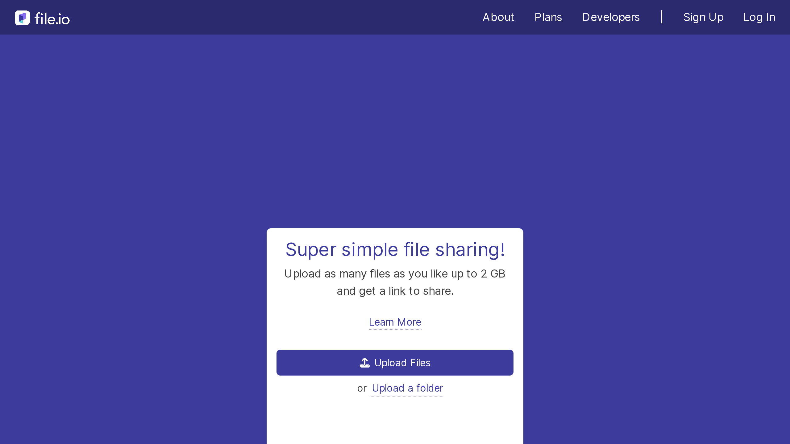File.io's website screenshot