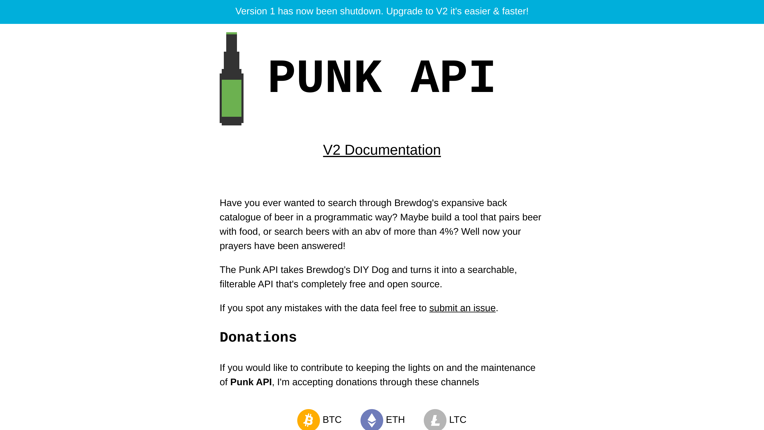 PunkAPI's website screenshot