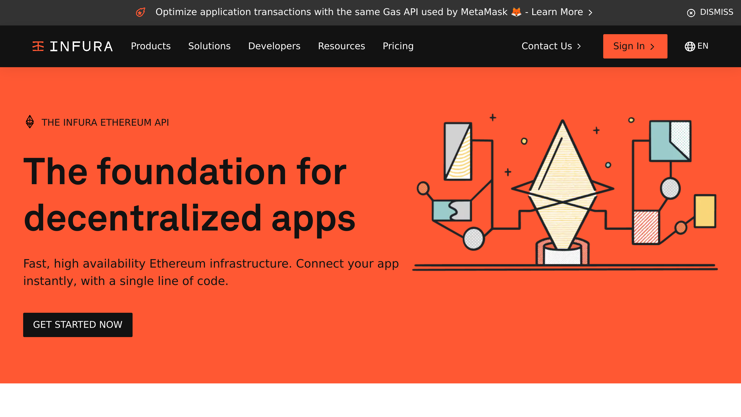 INFURA Ethereum's website screenshot
