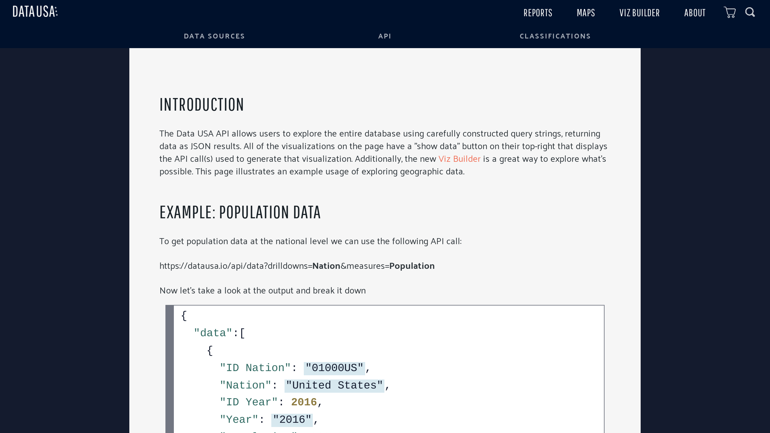 Data USA's website screenshot