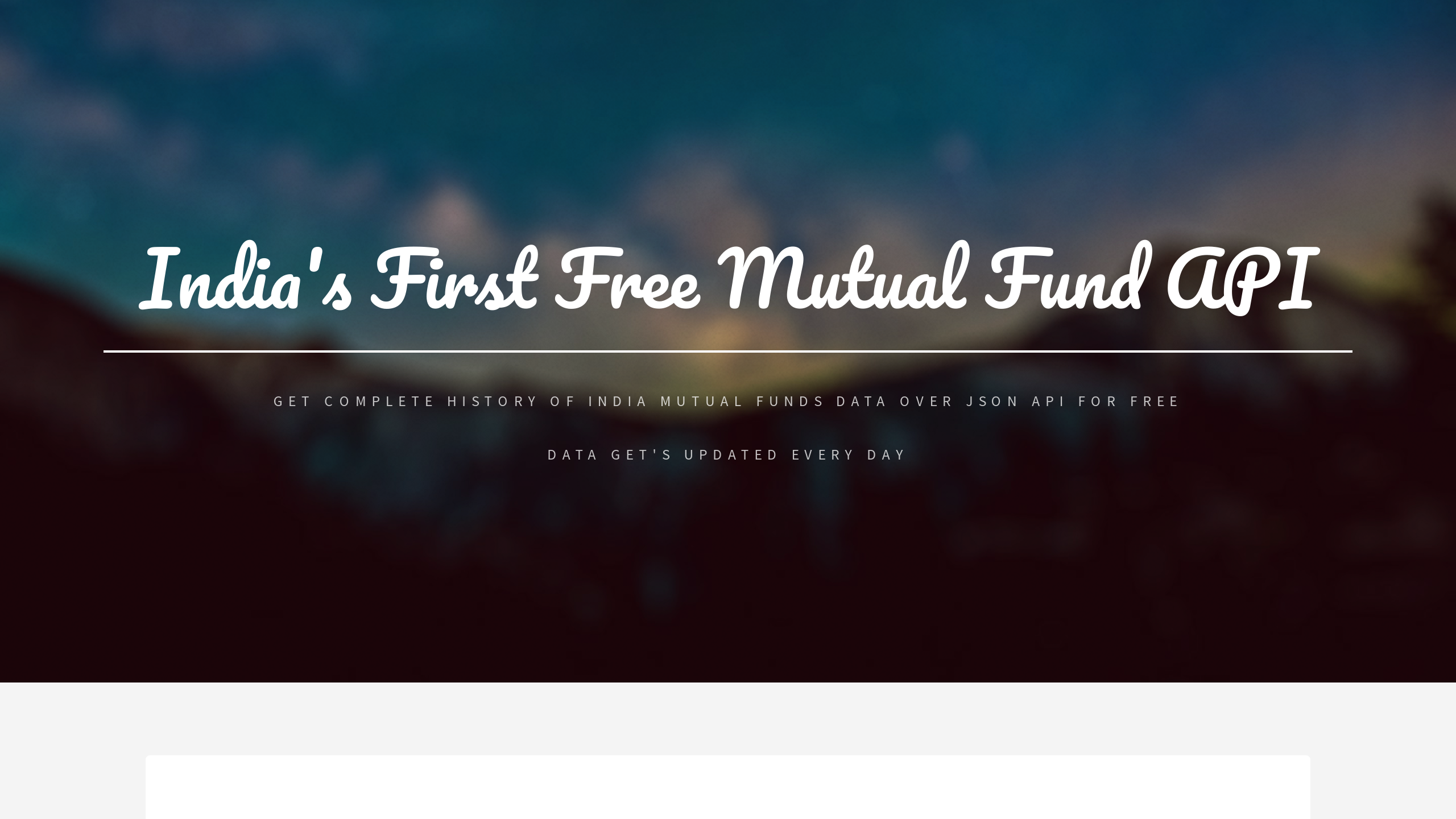 Indian Mutual Fund's website screenshot