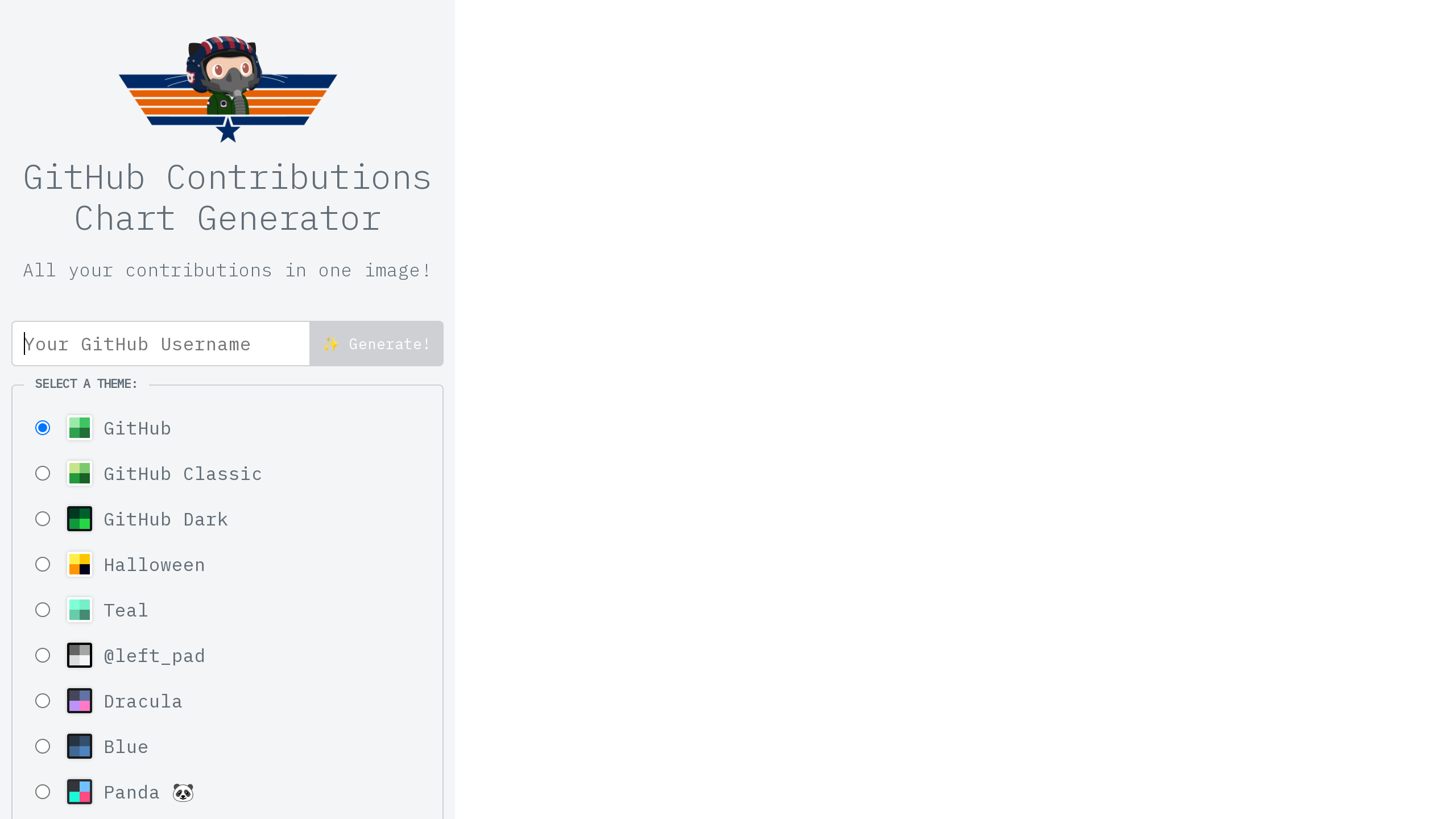 GitHub Contribution Chart Generator's website screenshot