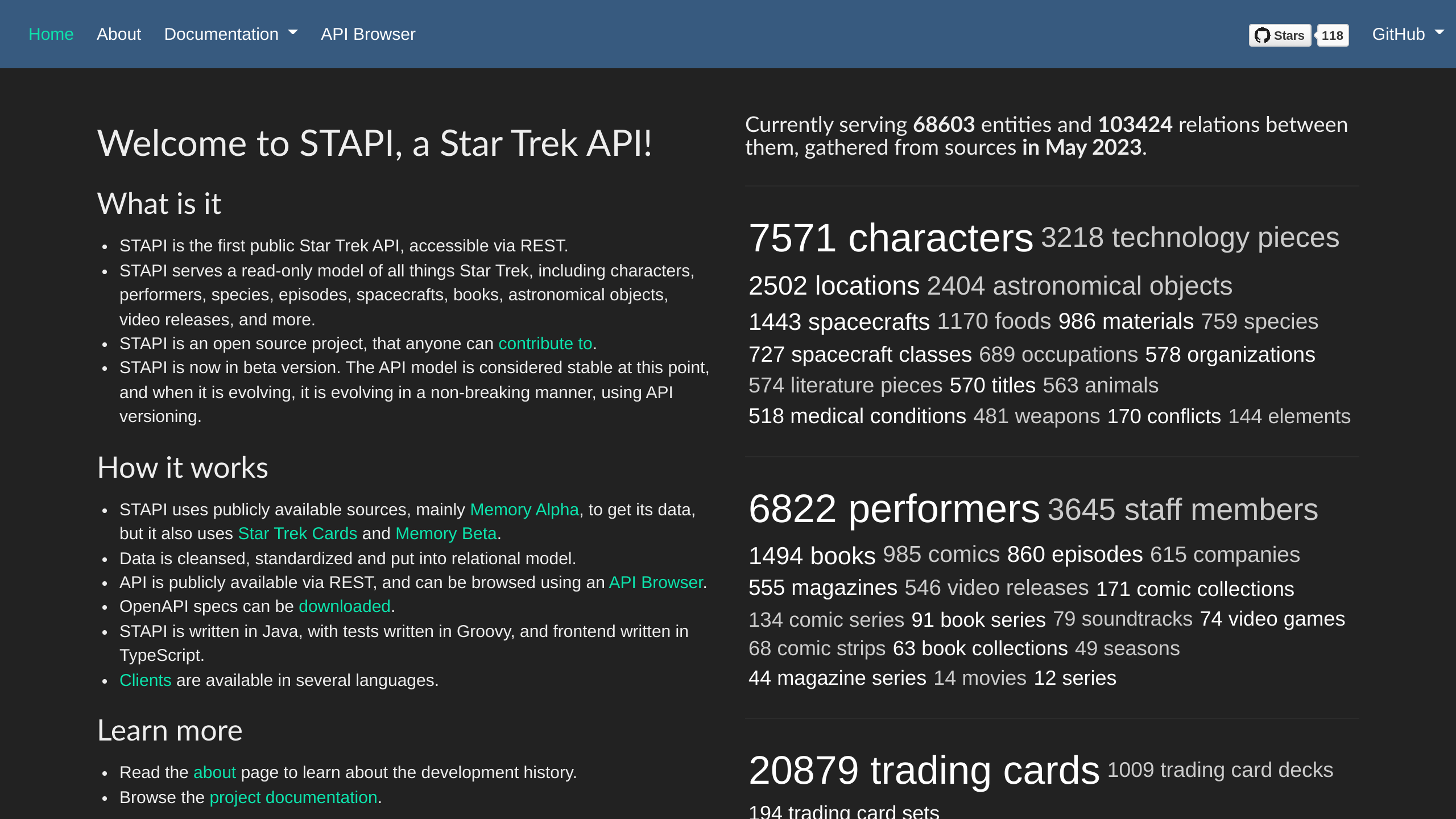 STAPI's website screenshot