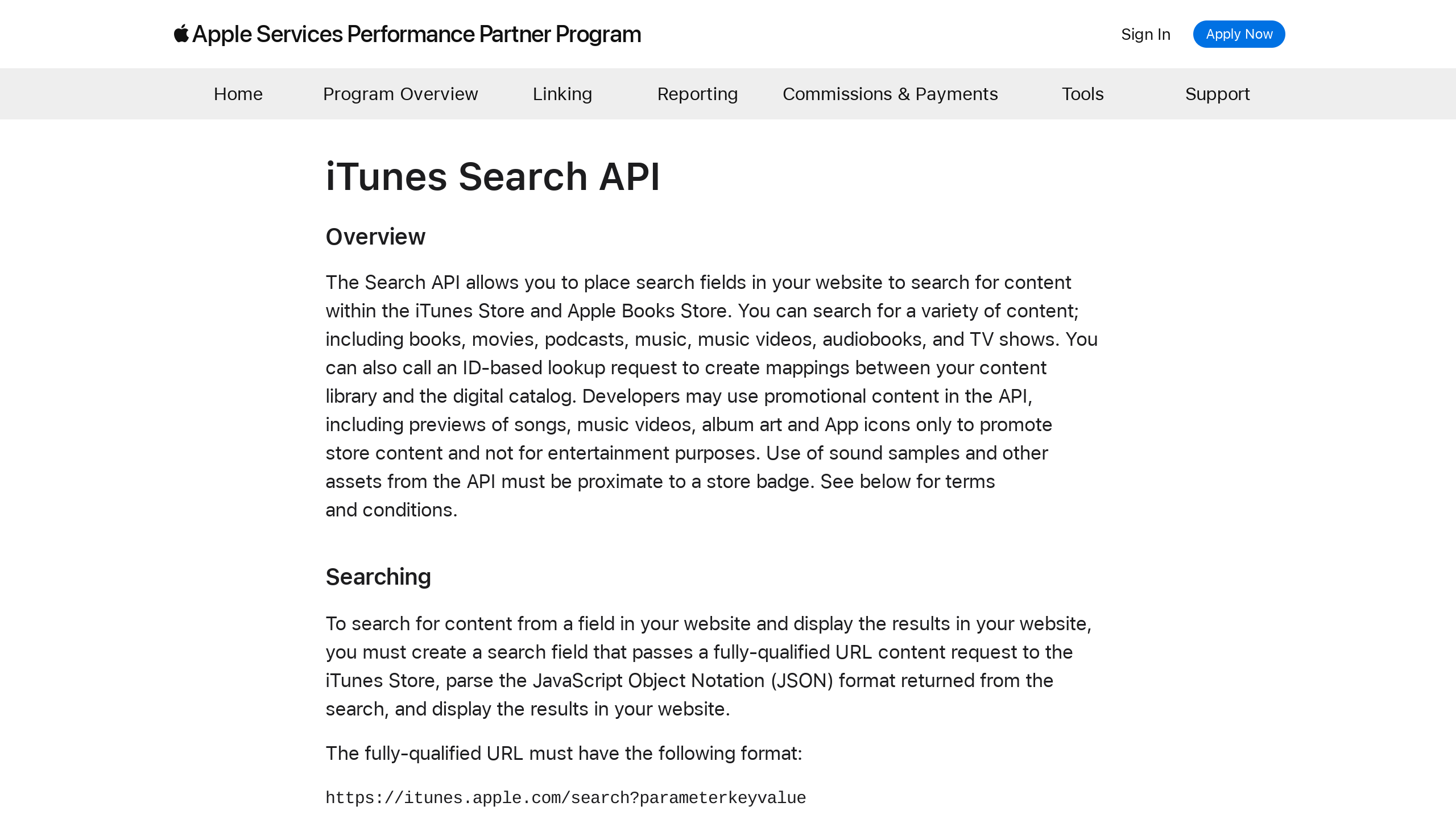 iTunes Search's website screenshot