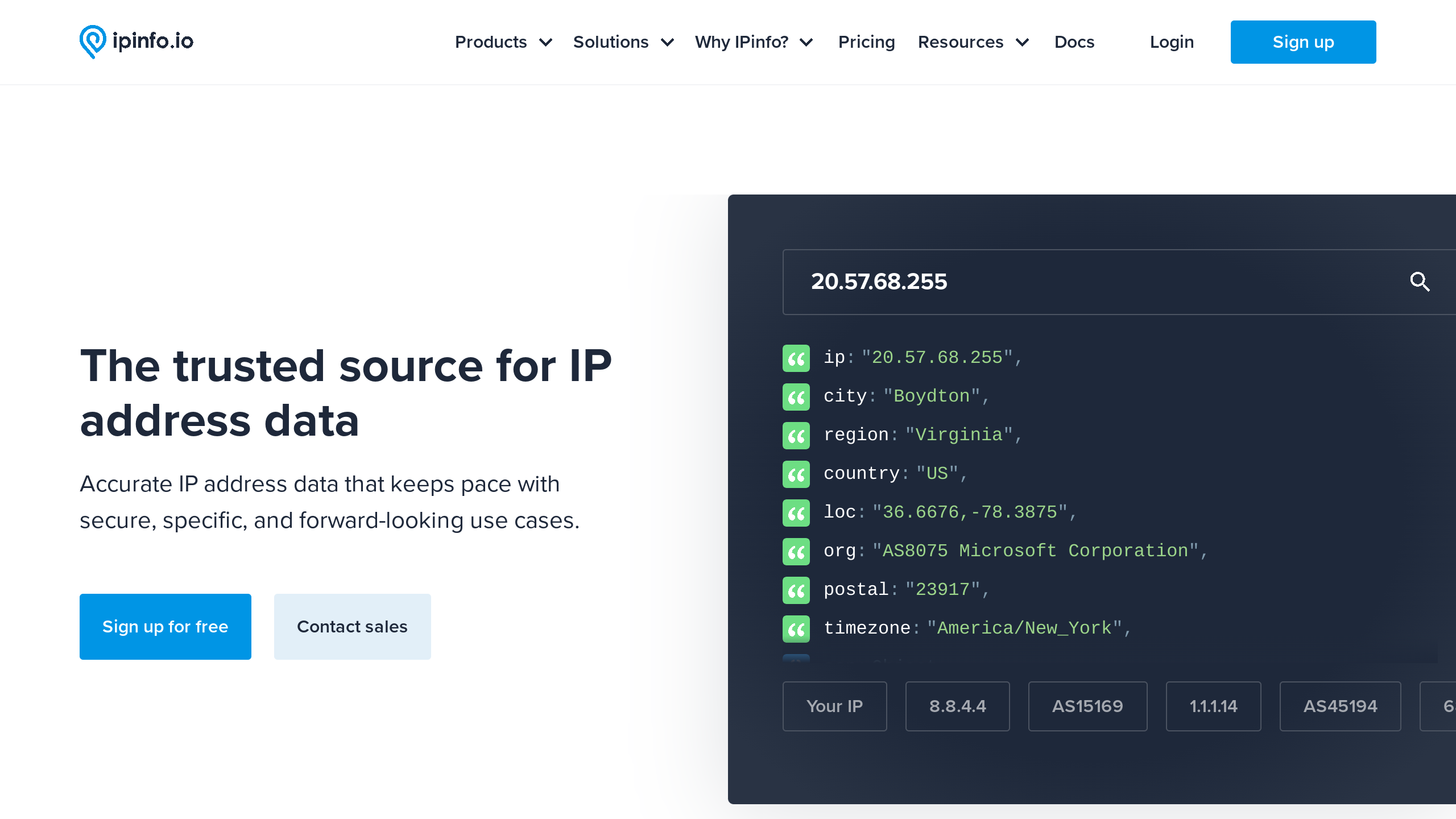 IP Address Details's website screenshot
