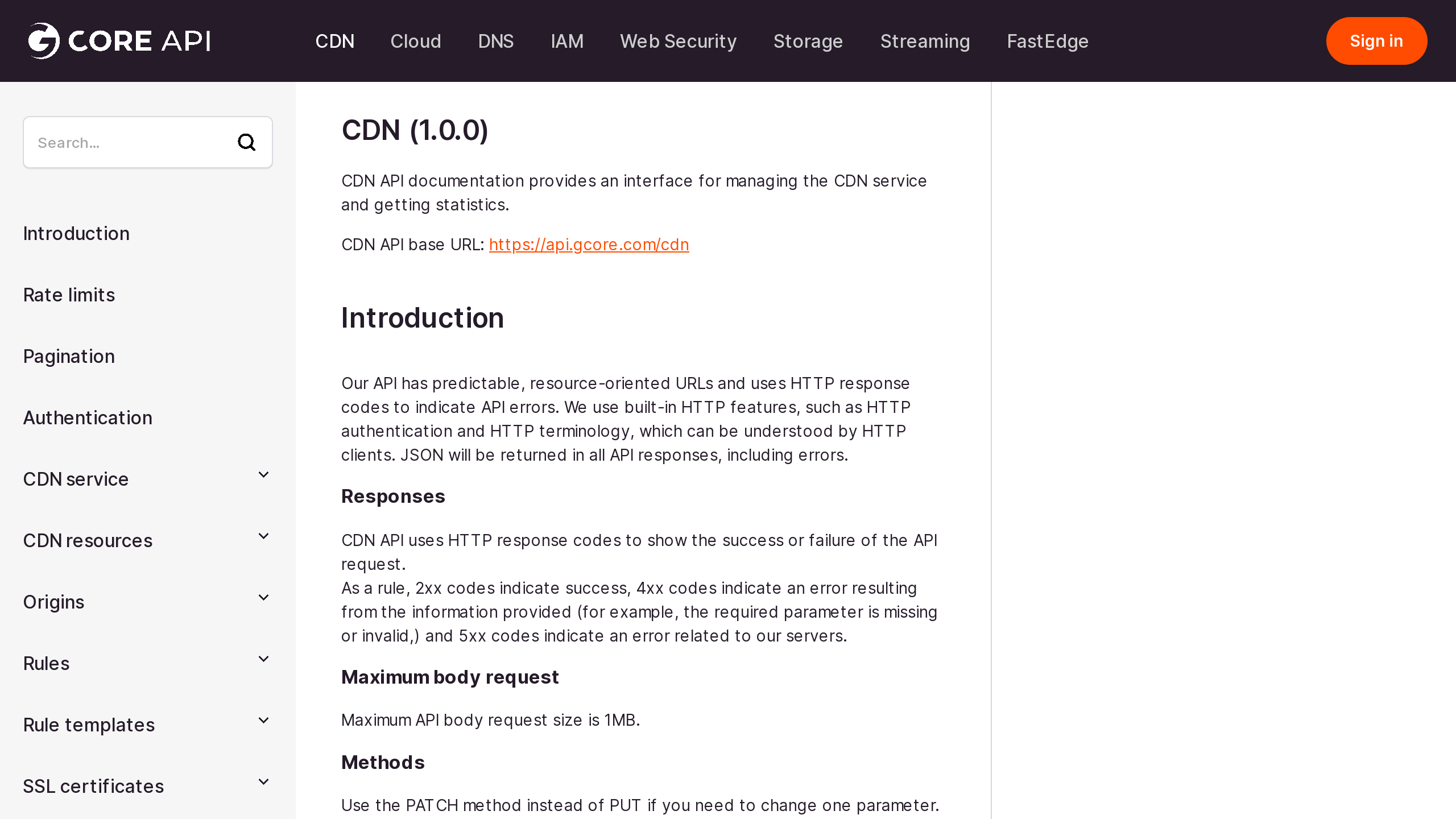 Gcore CDN's website screenshot