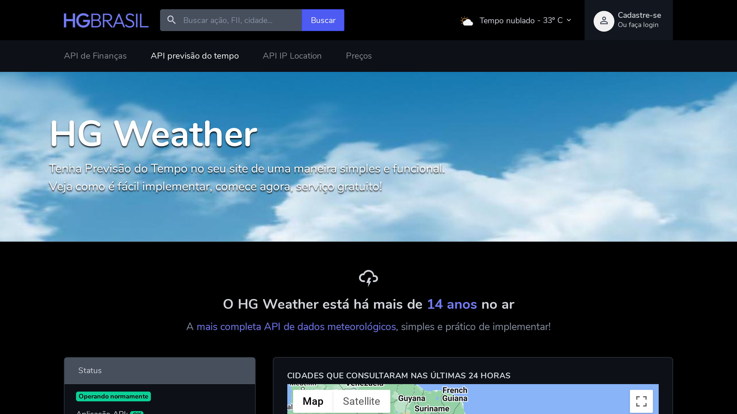 HG Weather's website screenshot