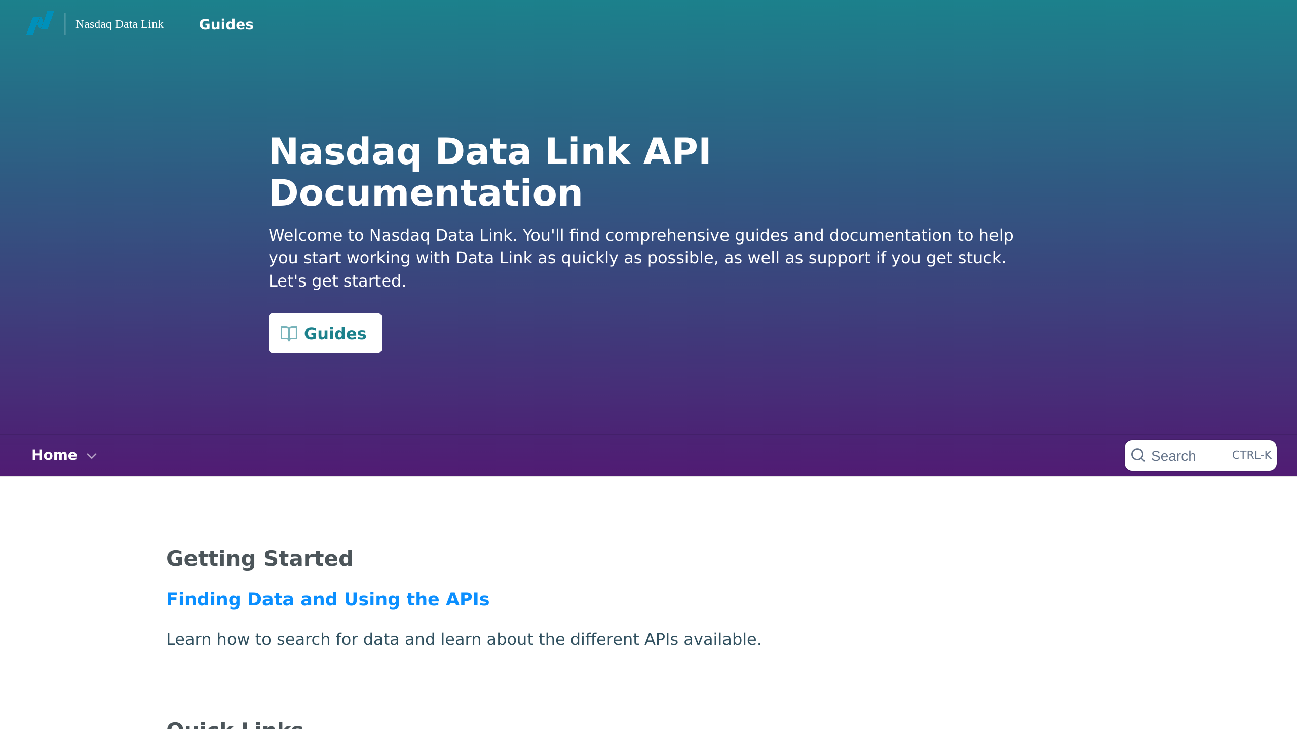 Nasdaq Data Link's website screenshot