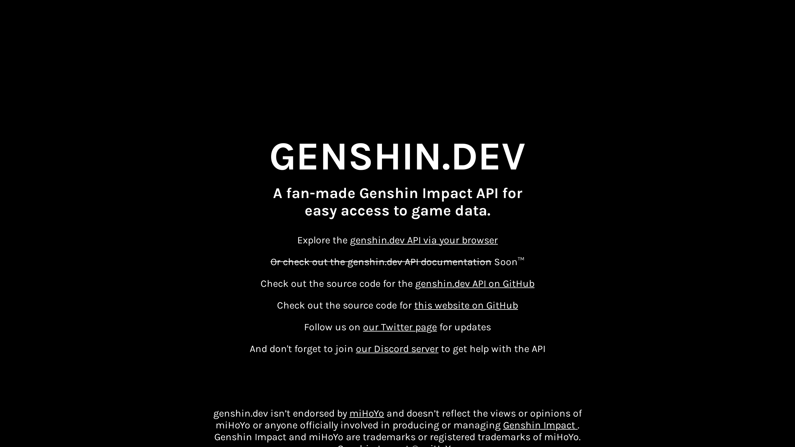 Genshin Impact's website screenshot