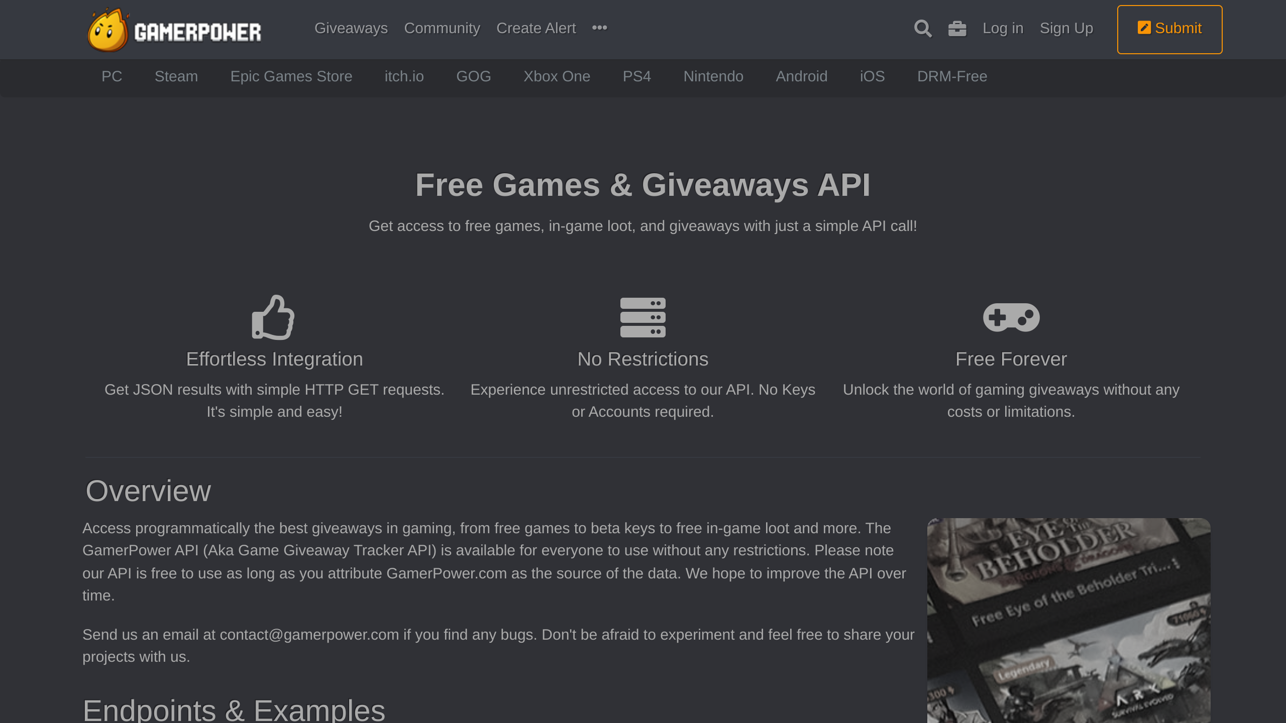 GamerPower's website screenshot