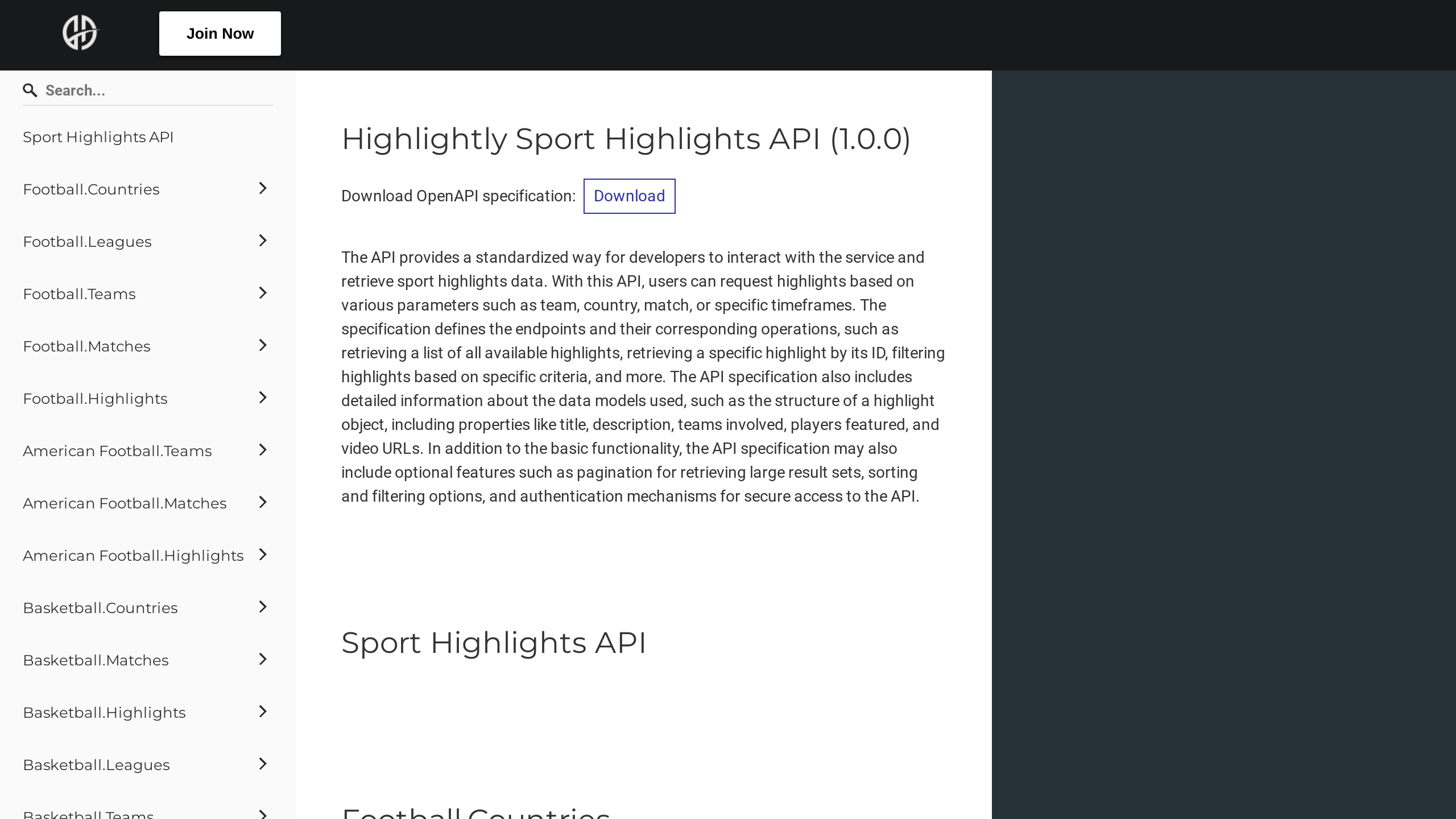Sport Highlights's website screenshot