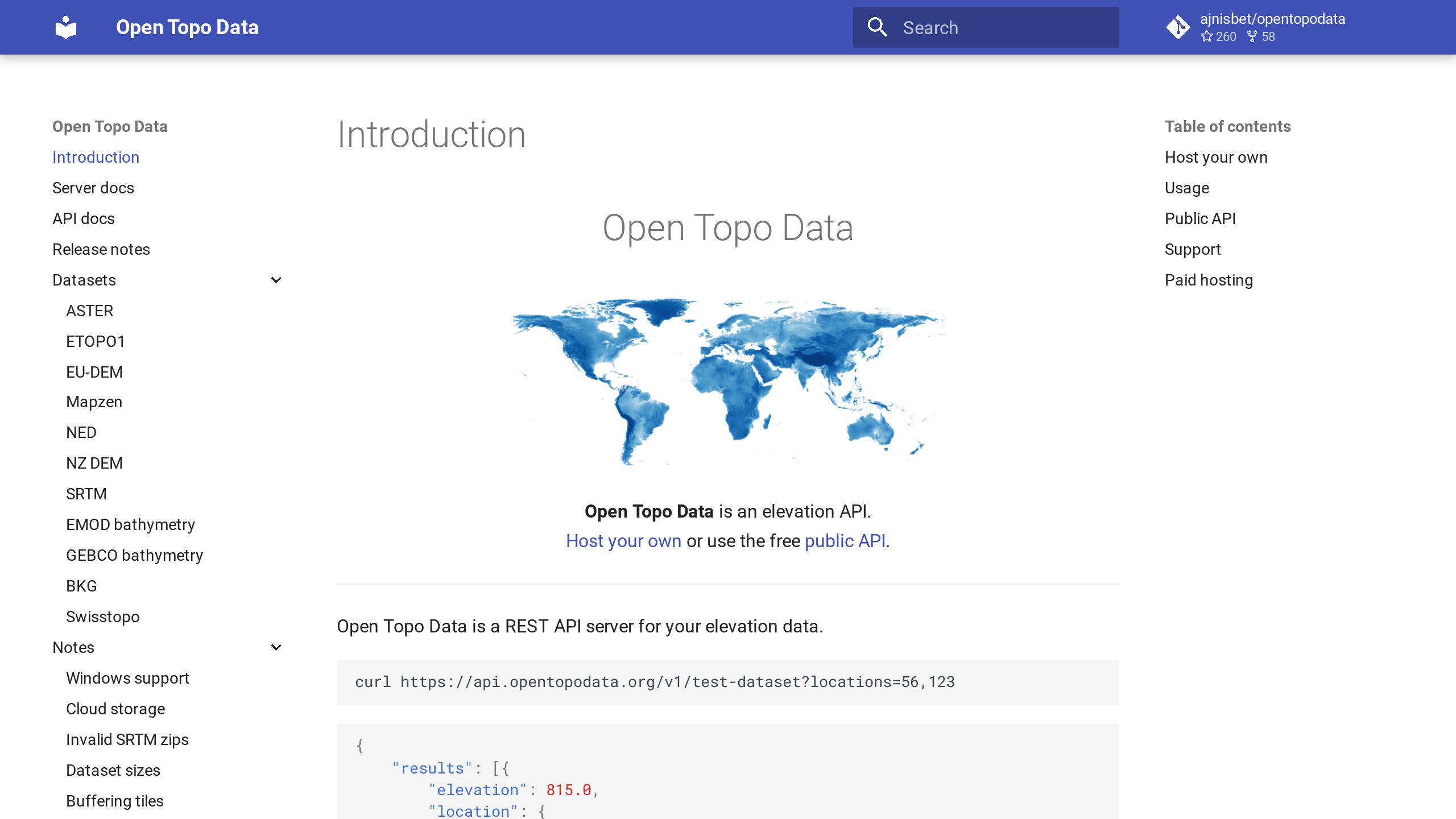 Open Topo Data's website screenshot
