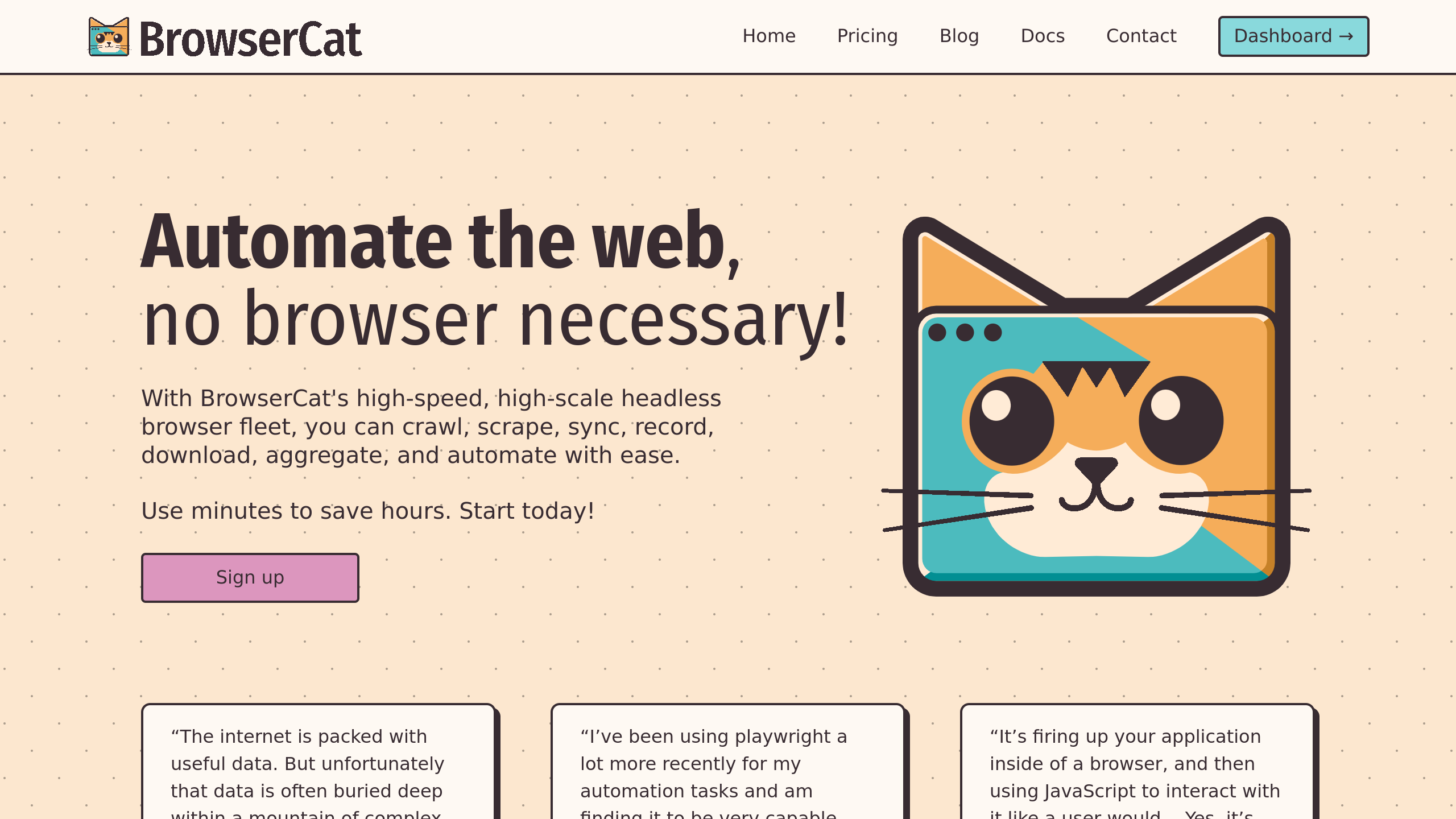 BrowserCat's website screenshot