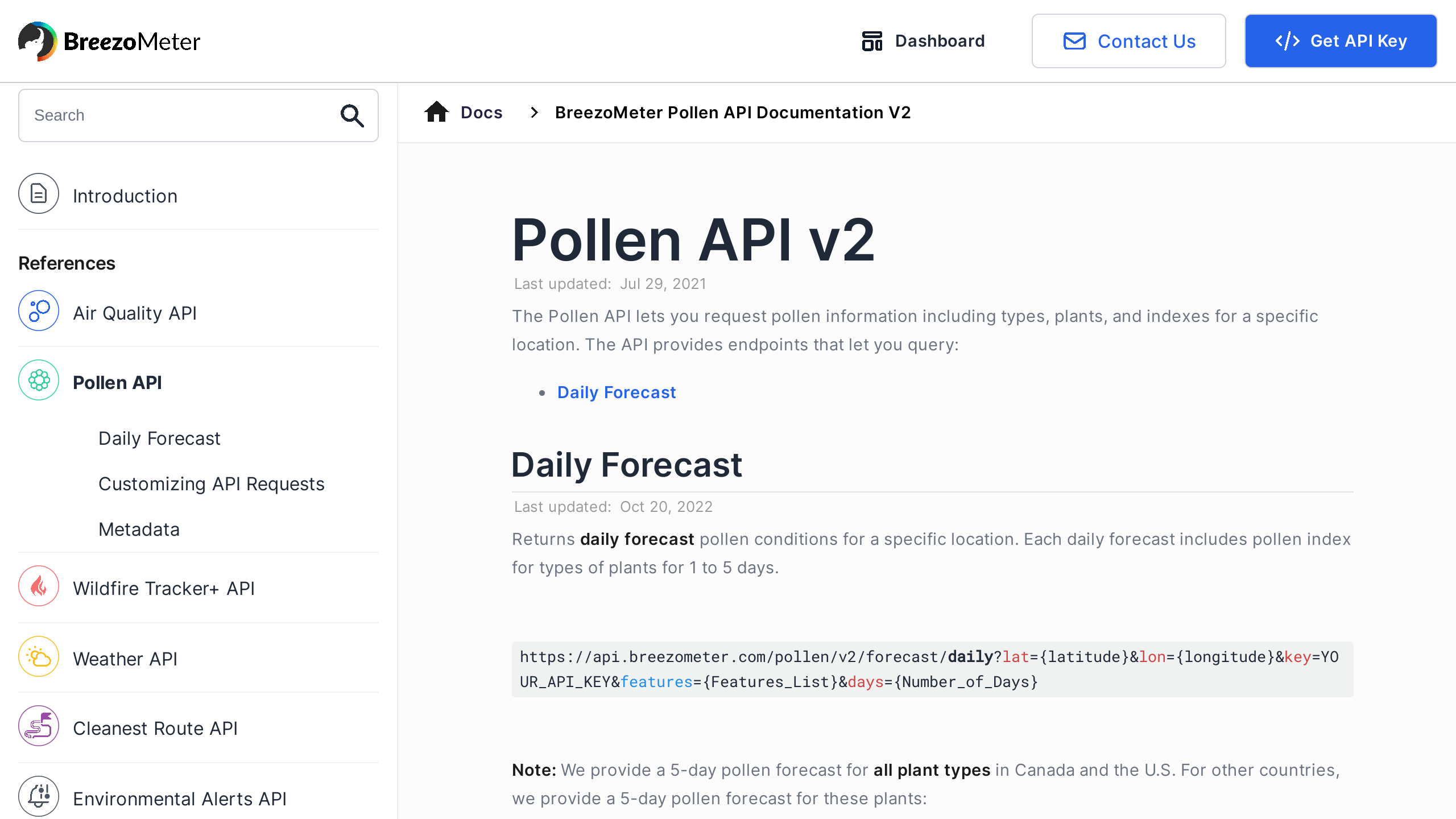 BreezoMeter Pollen's website screenshot