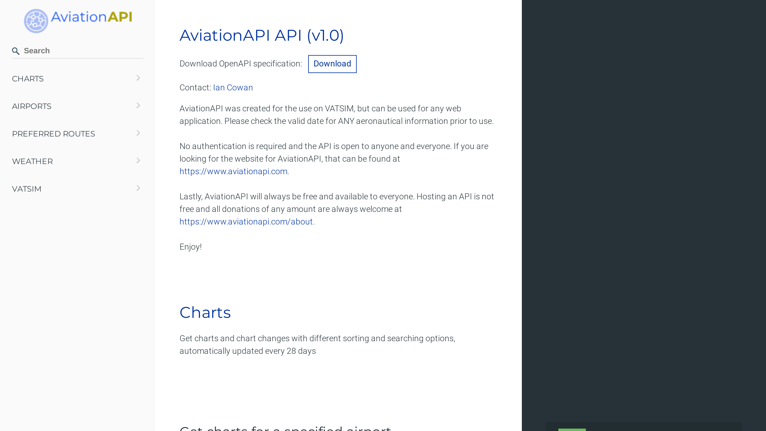 AviationAPI's website screenshot