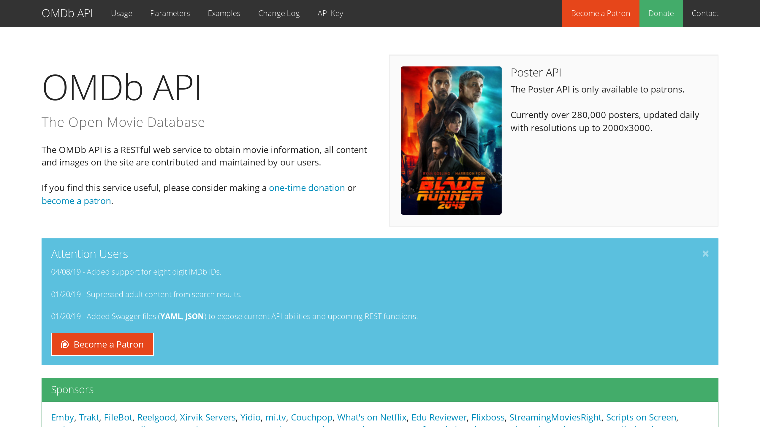 Open Movie Database's website screenshot