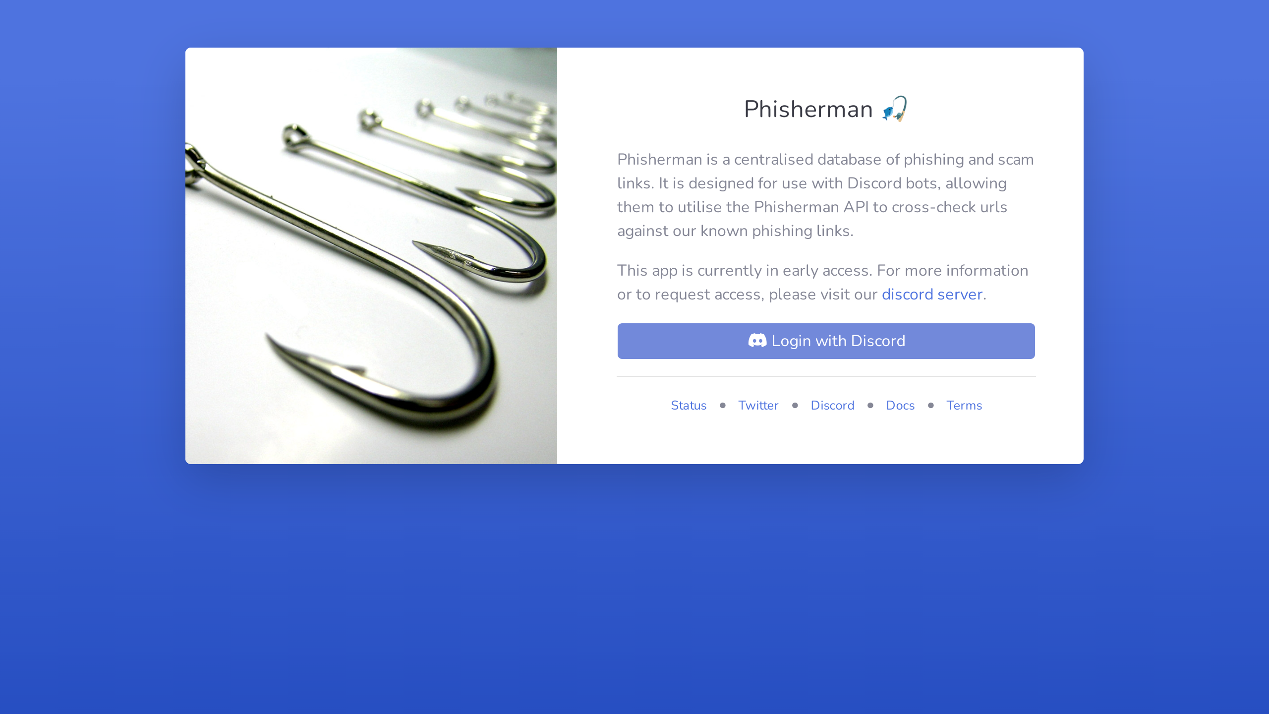 Phisherman's website screenshot