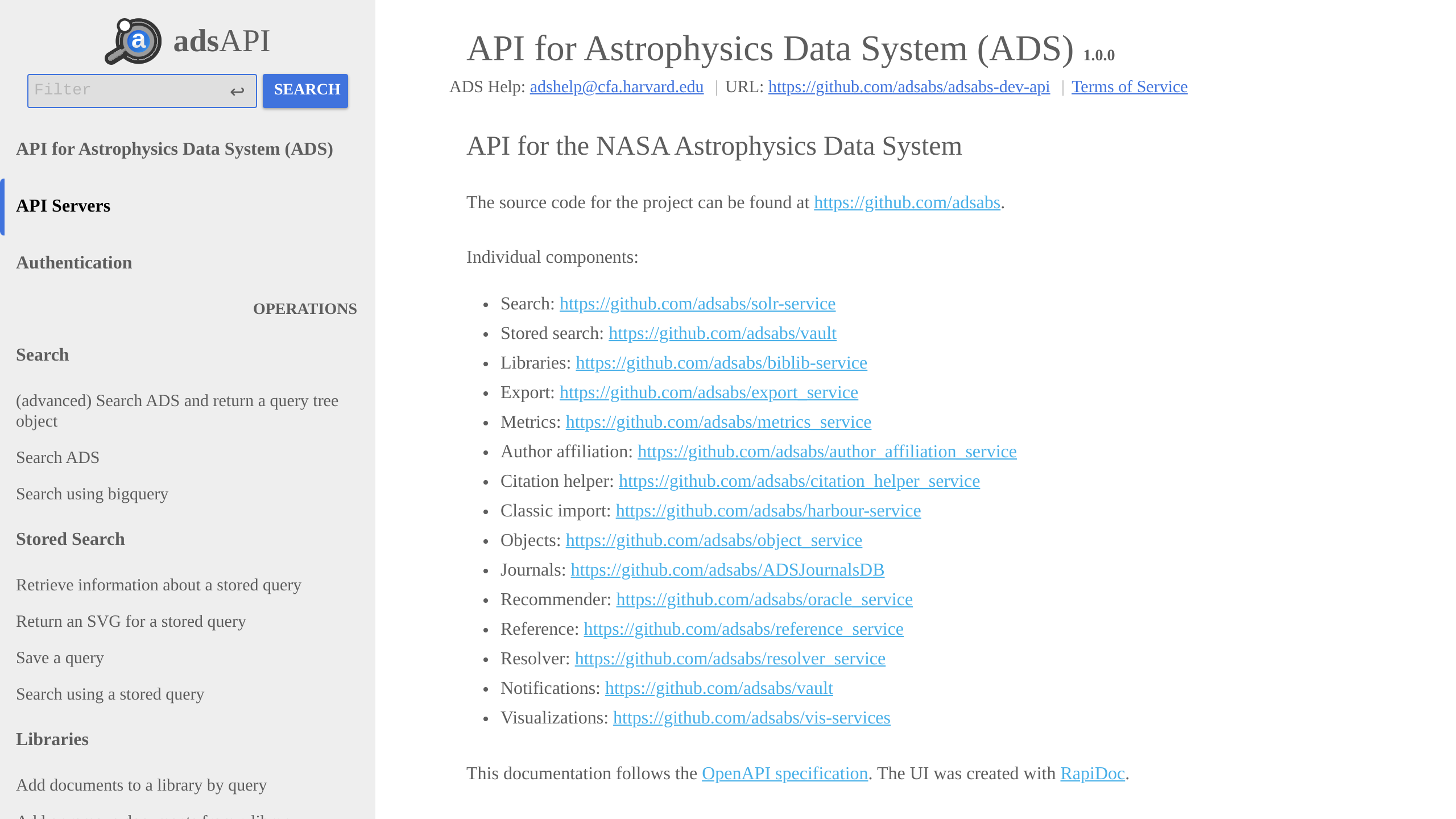 NASA ADS's website screenshot