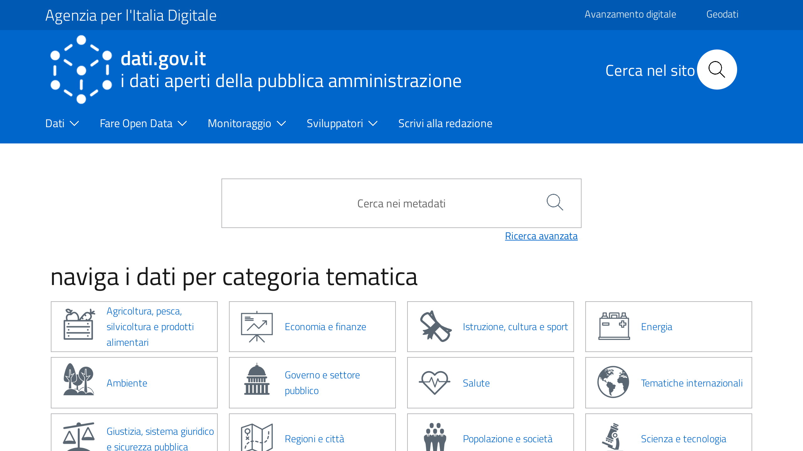 Open Government, Italy's website screenshot