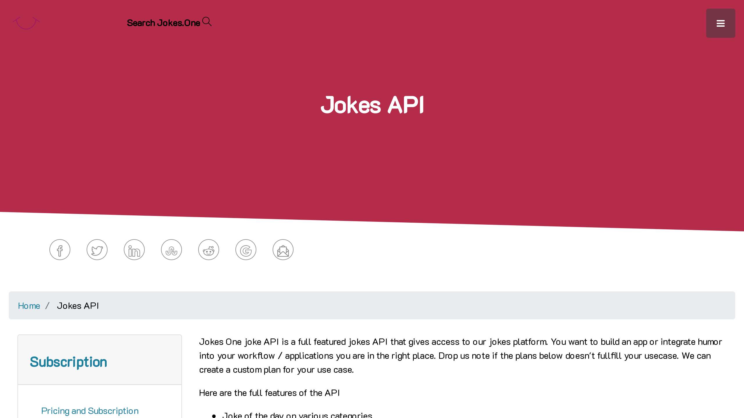Jokes One's website screenshot