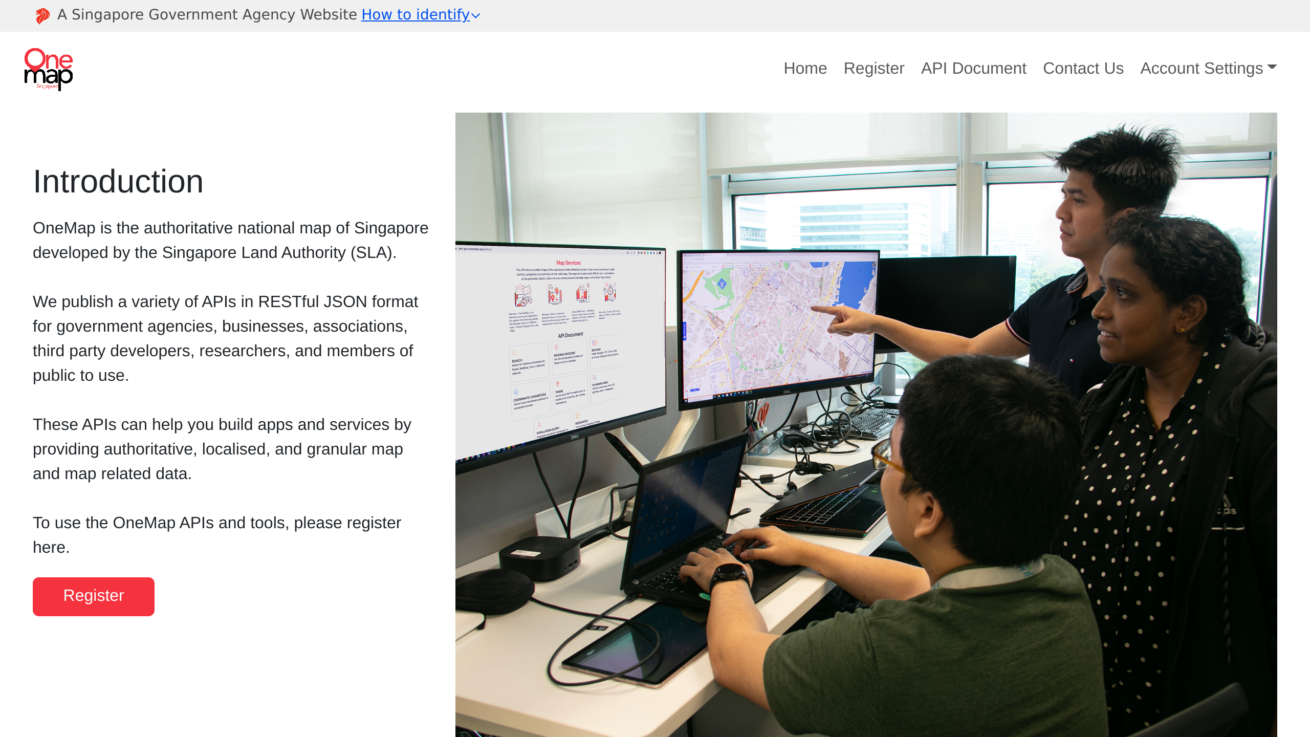 One Map, Singapore's website screenshot