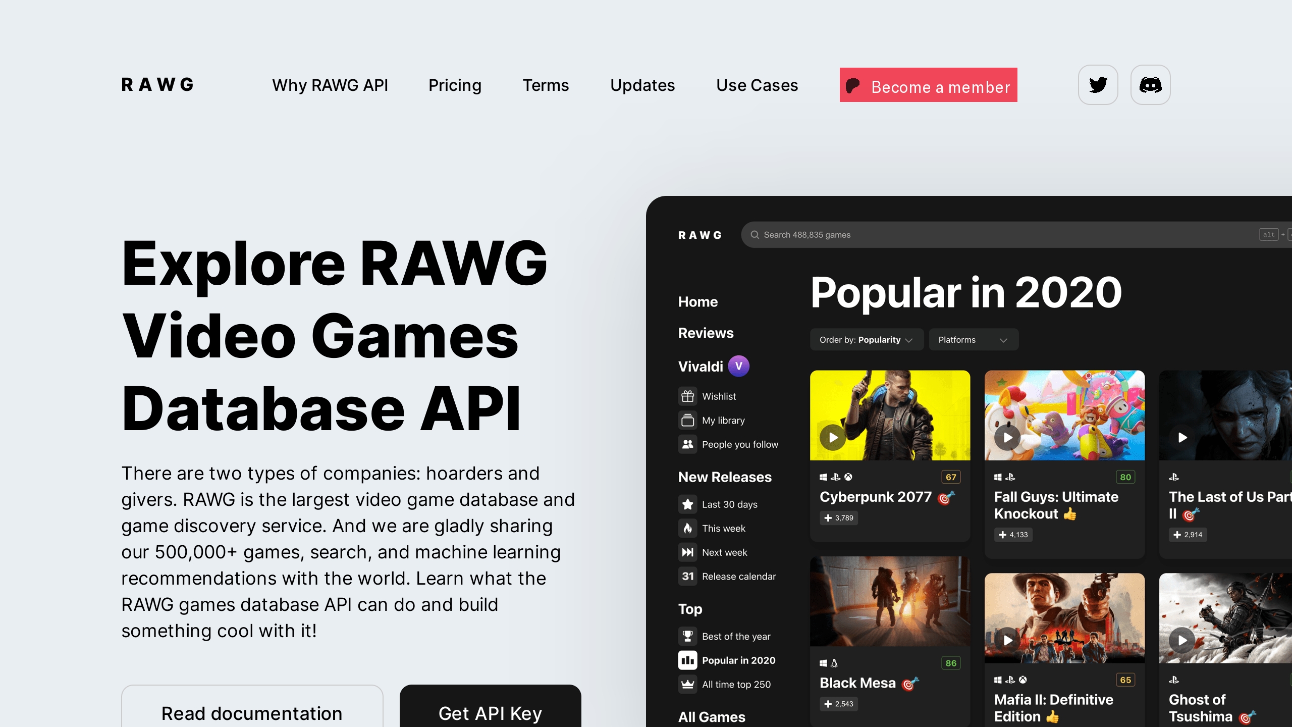RAWG.io's website screenshot