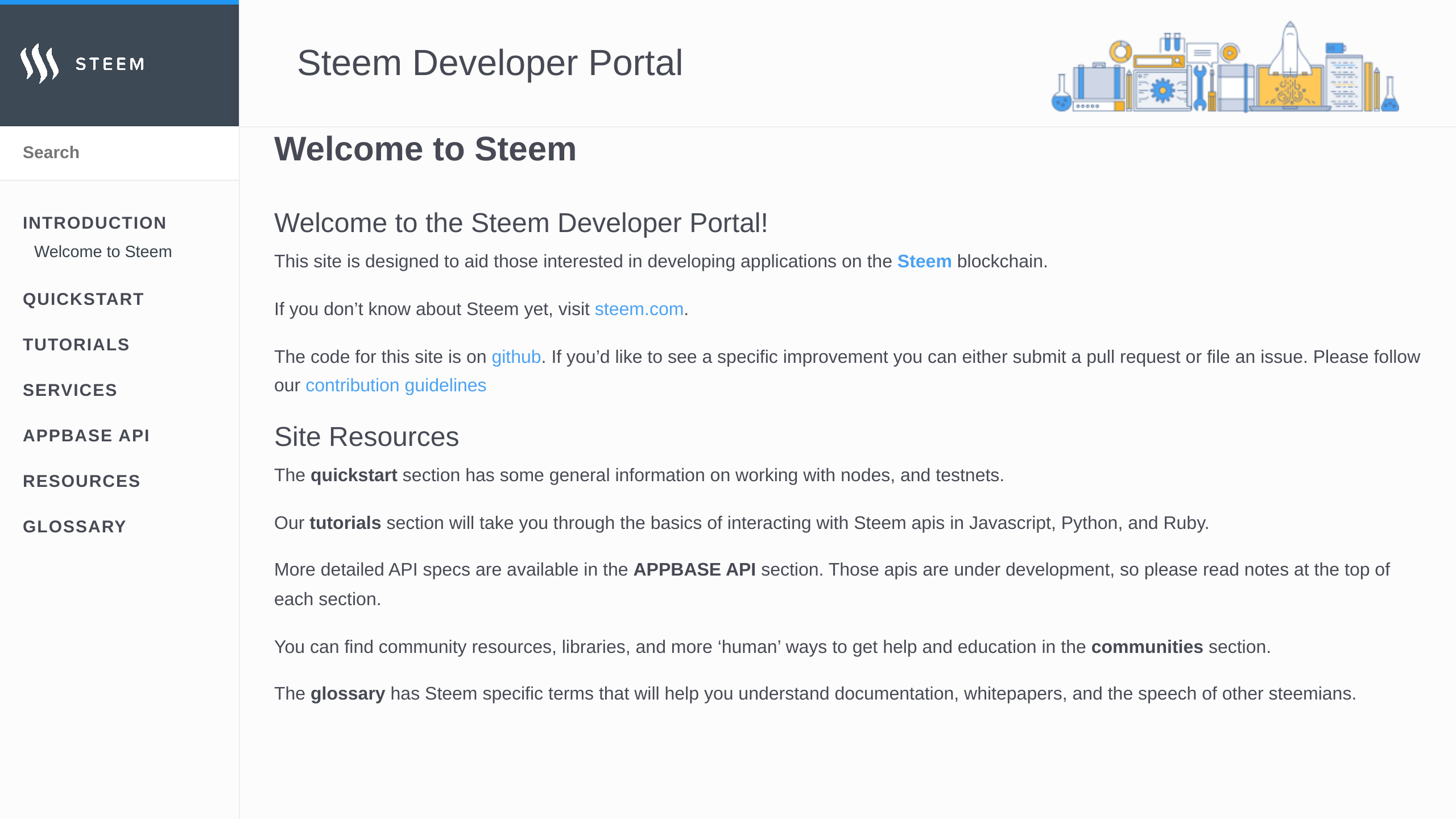 Steem's website screenshot