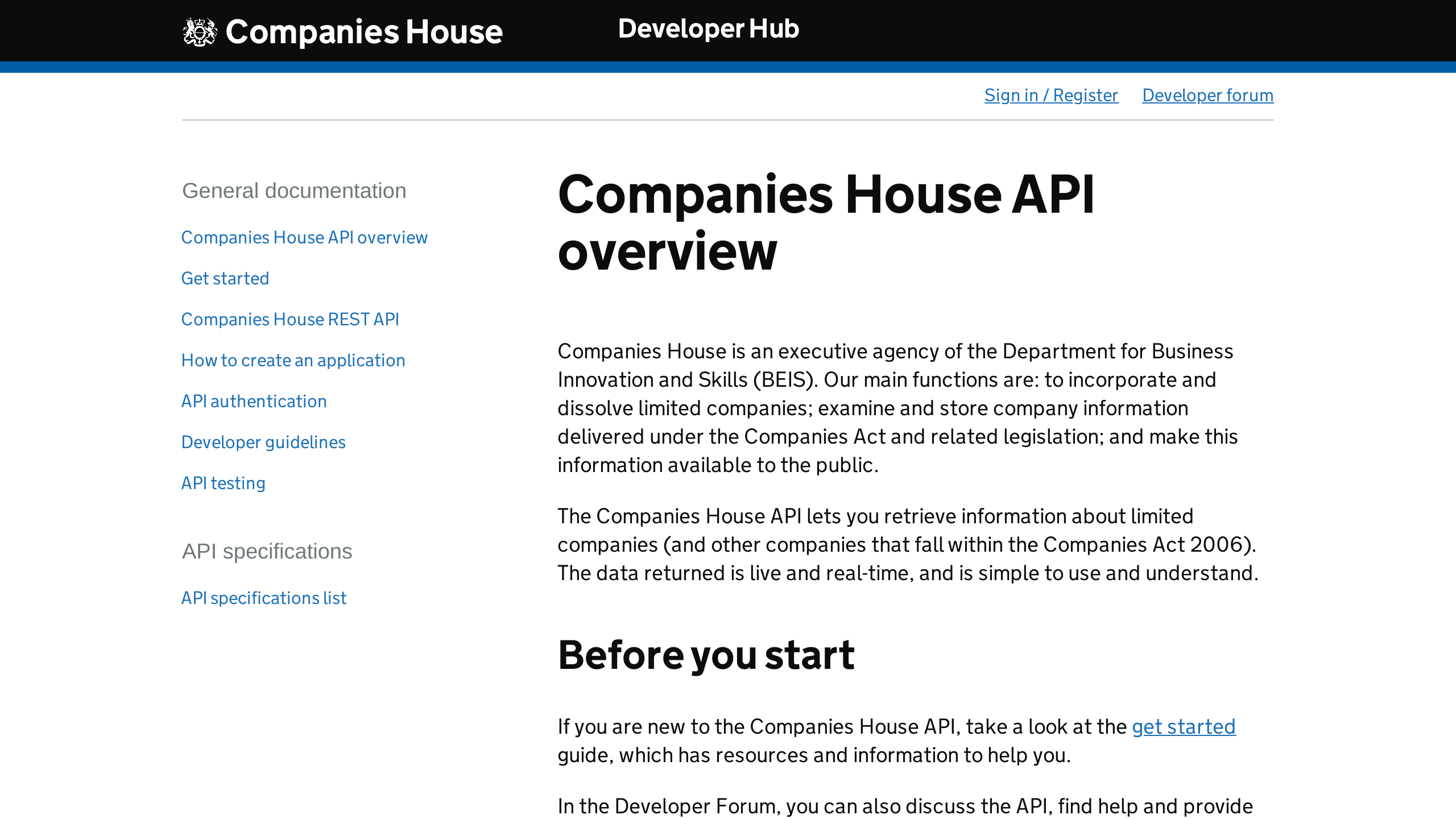 UK Companies House's website screenshot