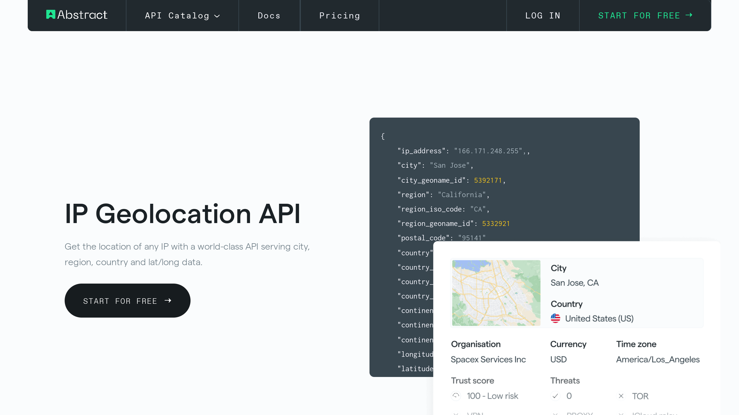 Abstract IP Geolocation's website screenshot