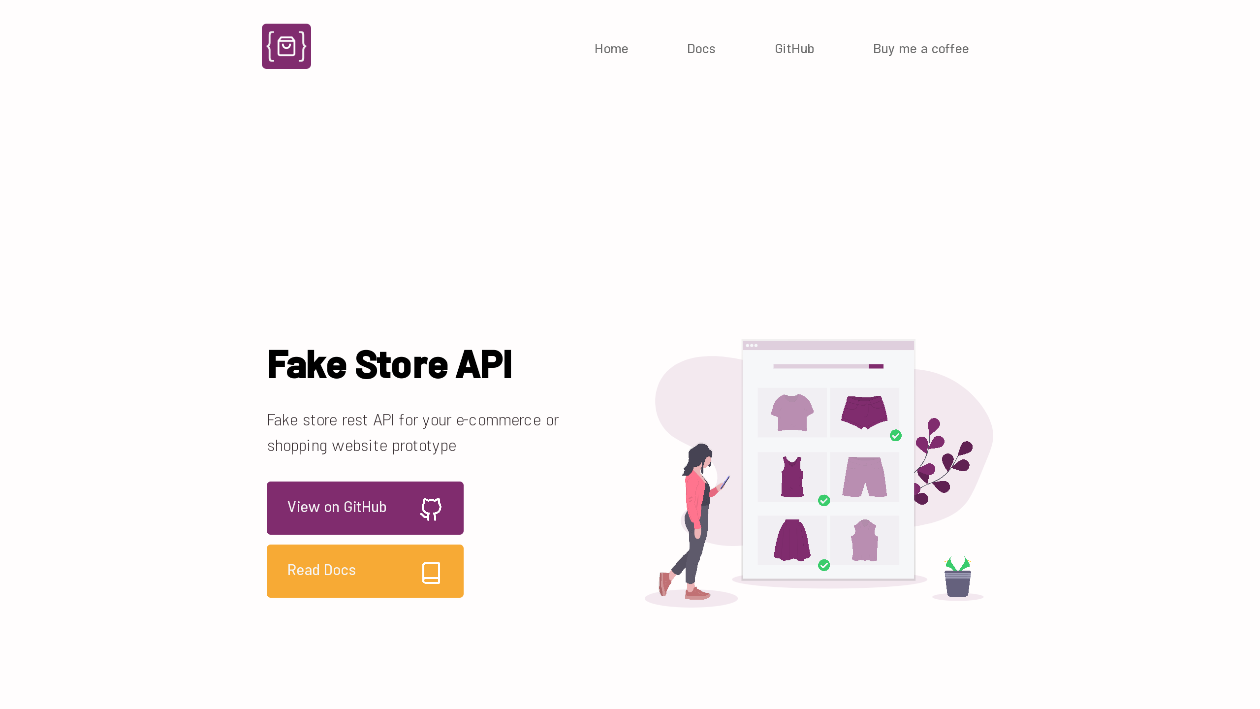 FakeStoreAPI's website screenshot